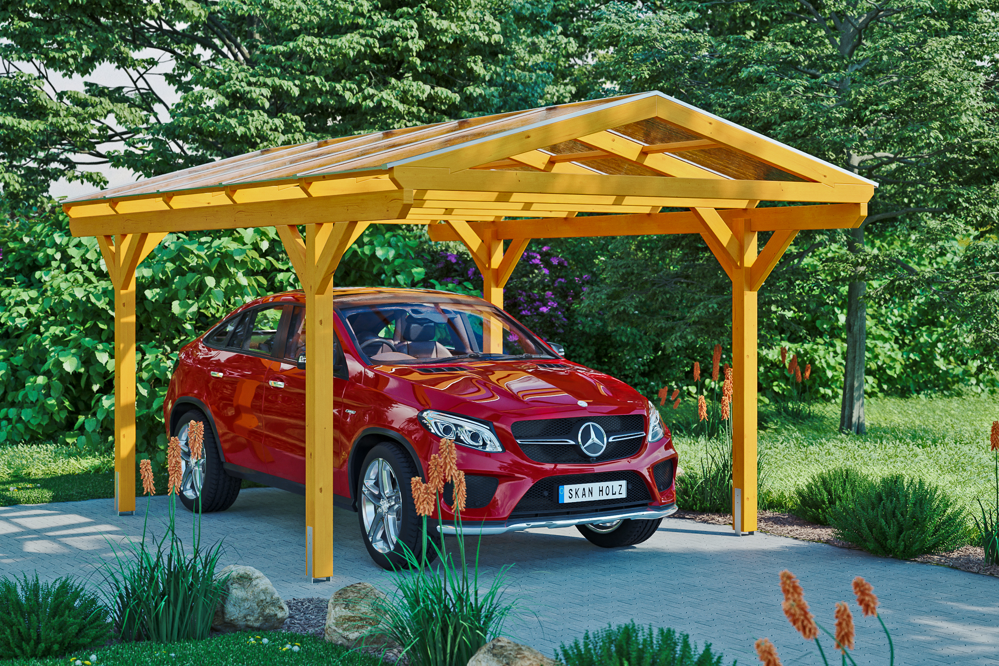 Carport Westerwald 362 x 541 cm, eiche hell