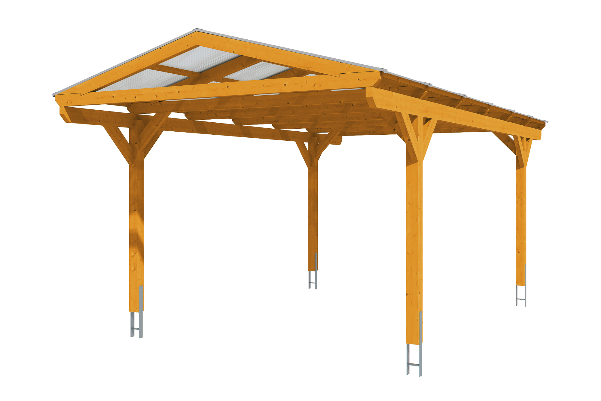Carport Westerwald 362 x 648 cm, eiche hell