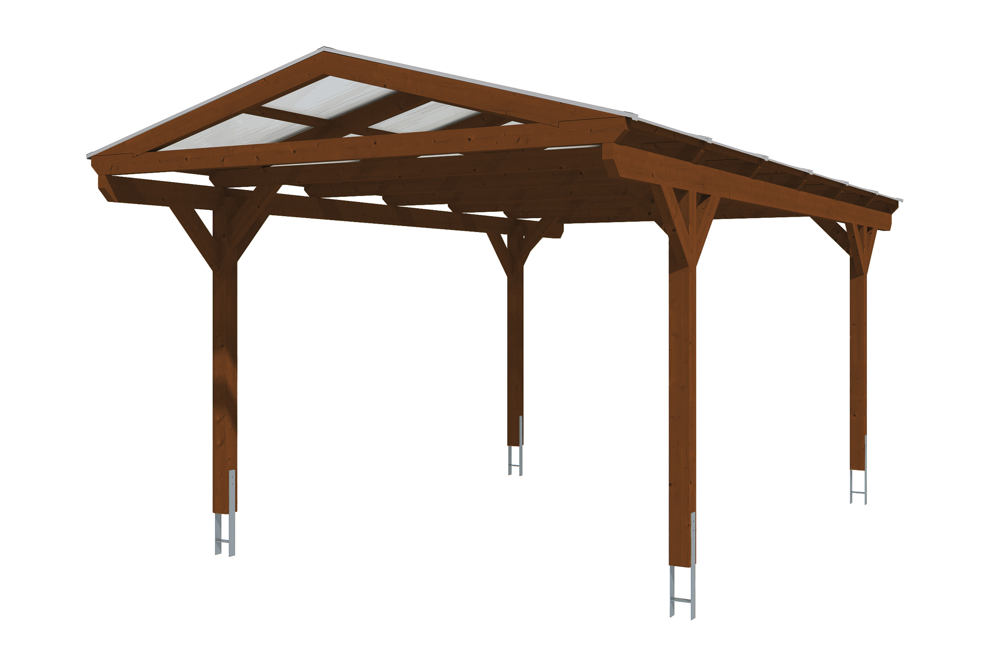 Carport Westerwald 362 x 648 cm, nussbaum