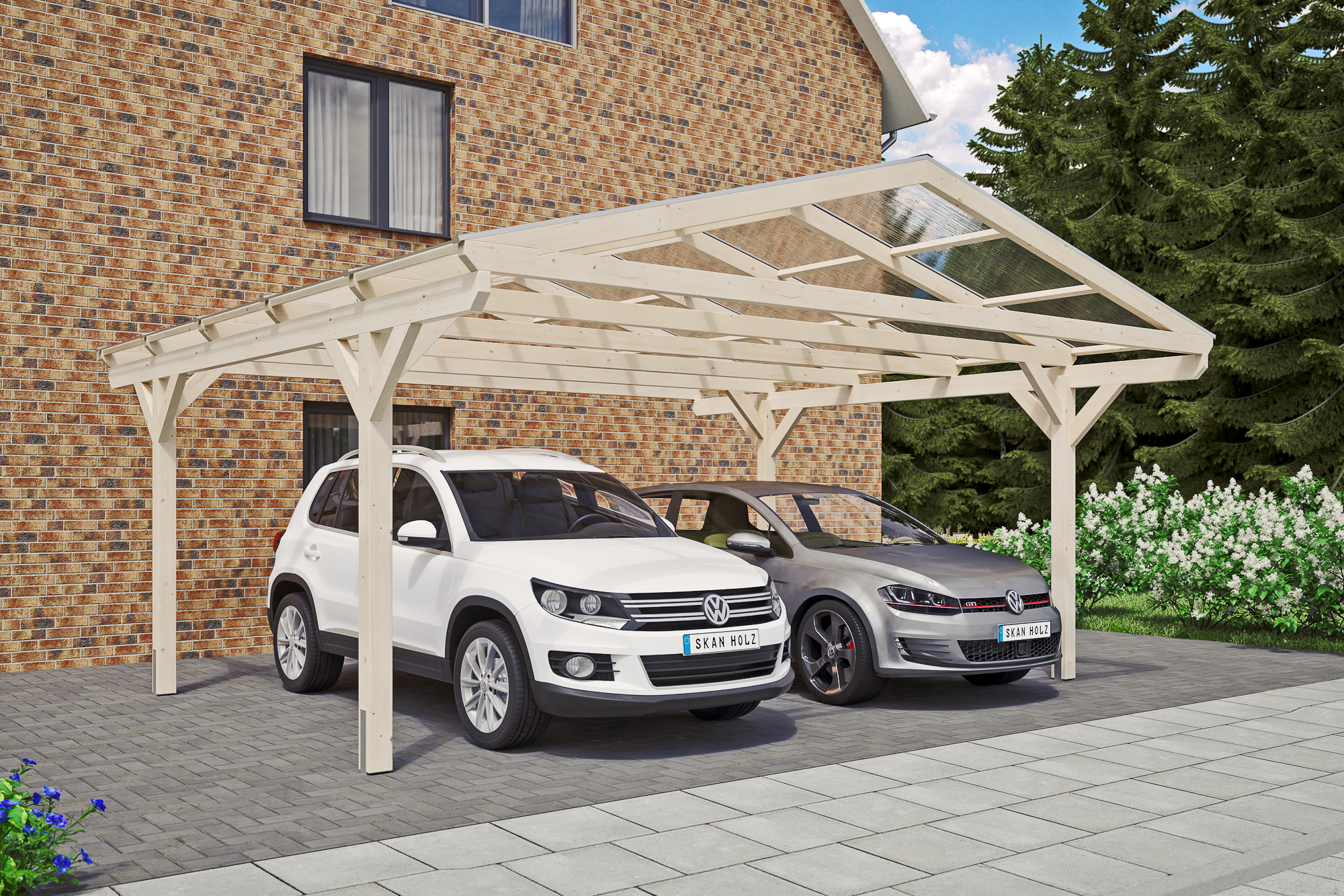 Carport Westerwald 570 x 541 cm, natur
