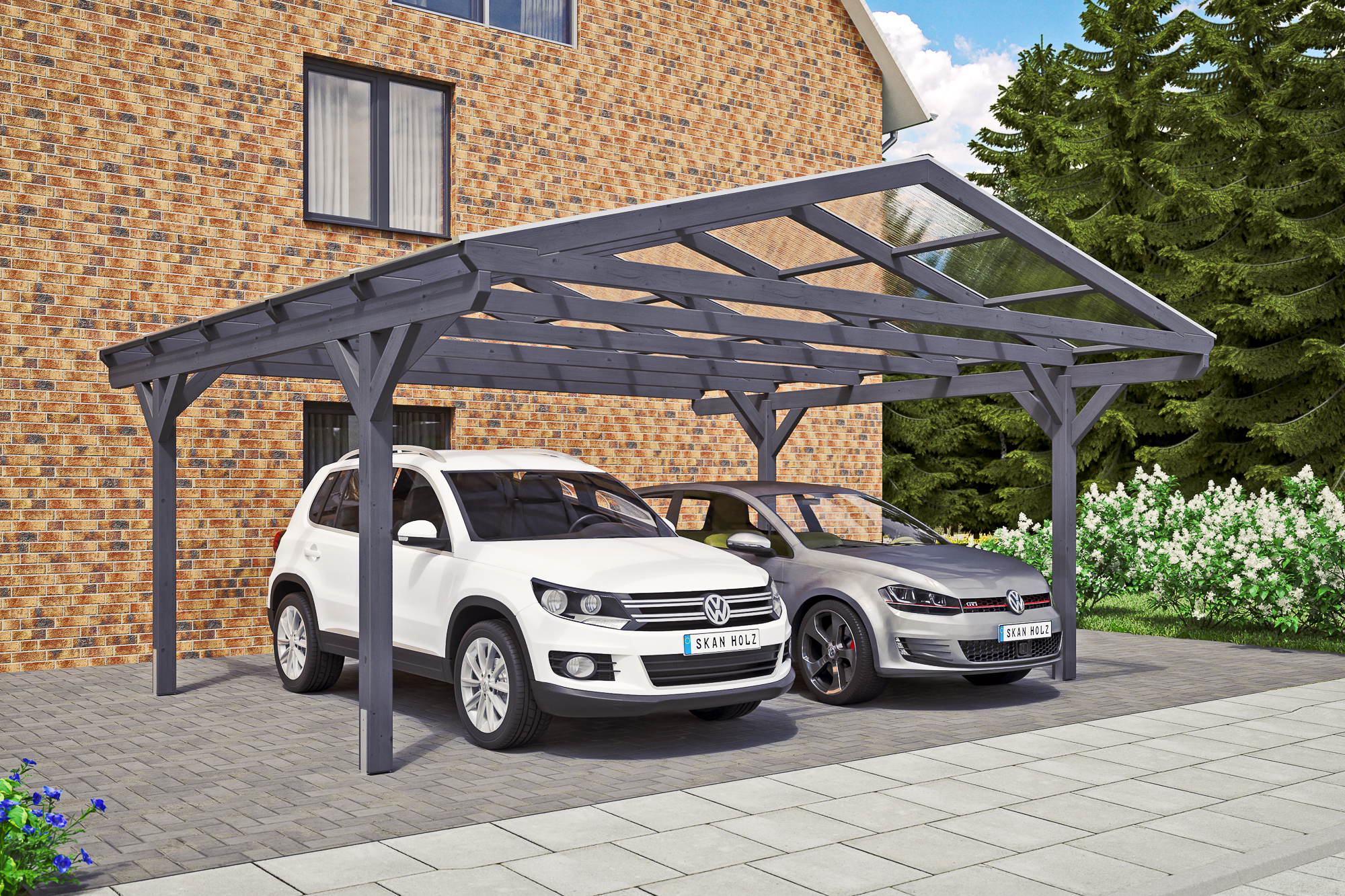 Carport Westerwald 570 x 541 cm, schiefergrau