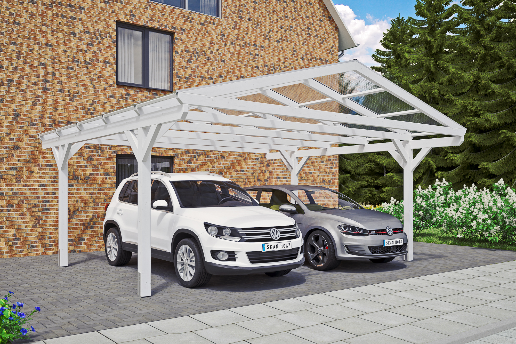 Carport Westerwald 570 x 541 cm, weiß