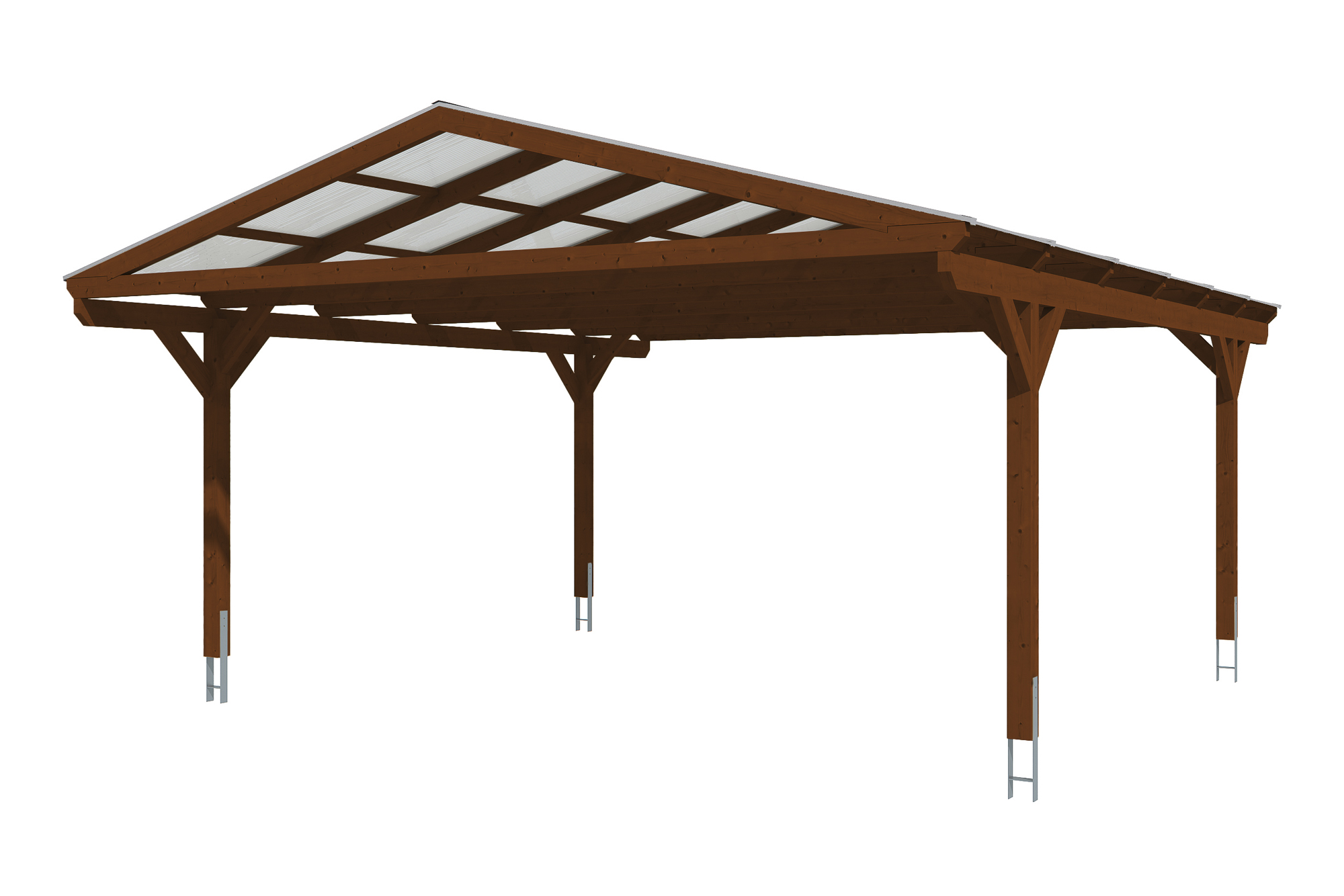 Carport Westerwald 570 x 648 cm, nussbaum
