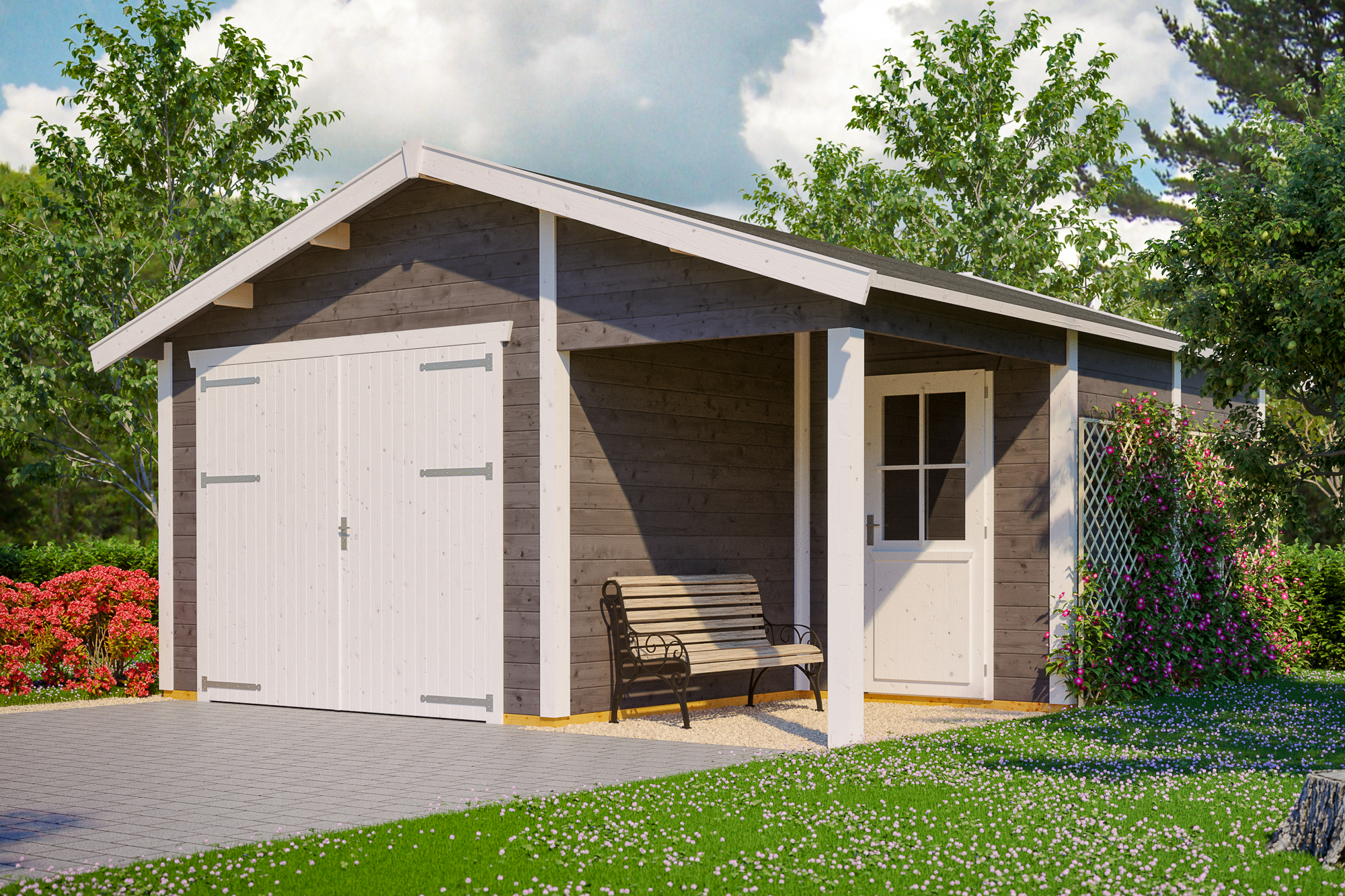 Holzgarage Varberg 2, 500 x 525 cm, schiefergrau