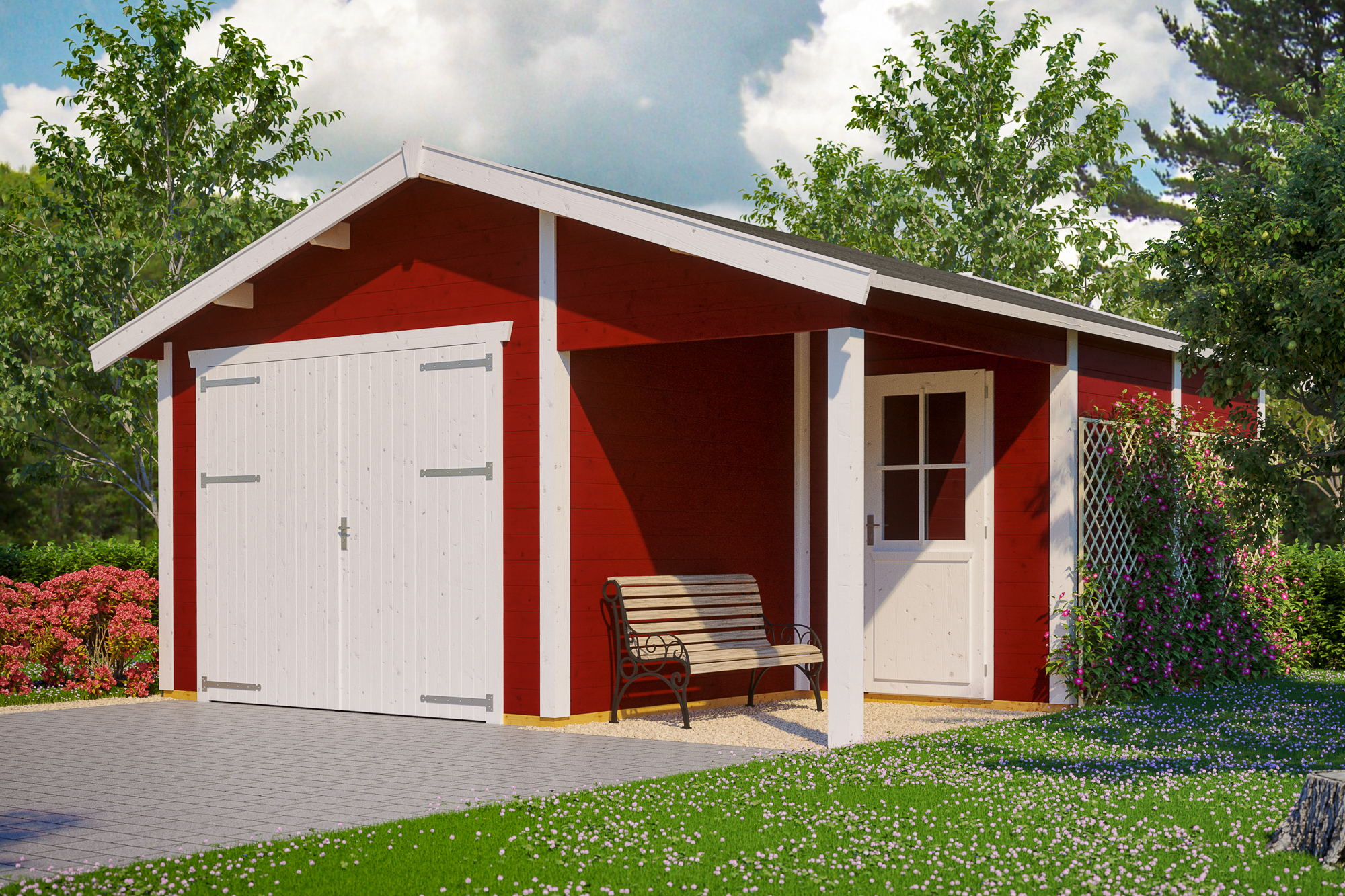 Holzgarage Varberg 2, 500 x 525 cm, schwedenrot