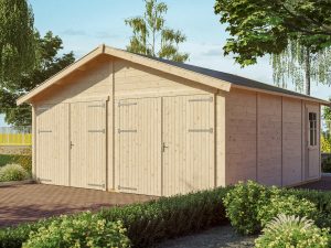 Holzgarage Varberg 3, 570 x 525 cm, natur