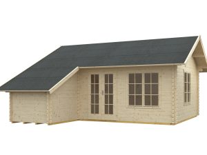 Gartenhaus Esbjerg 3, 420 x 560 cm, mit Anbauschuppen, natur