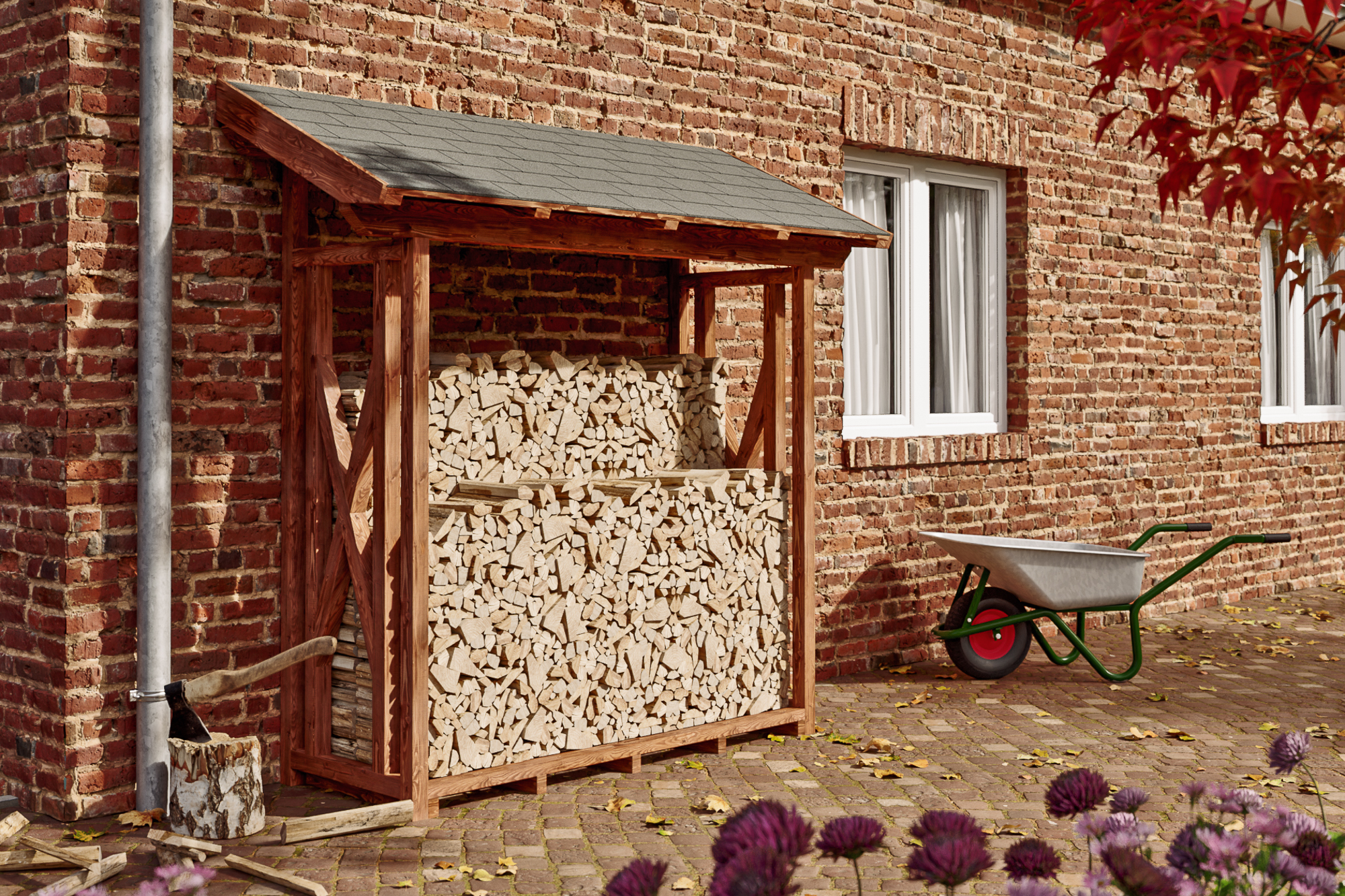 Holzunterstand Paul 1, 240 x 88 cm, nussbaum