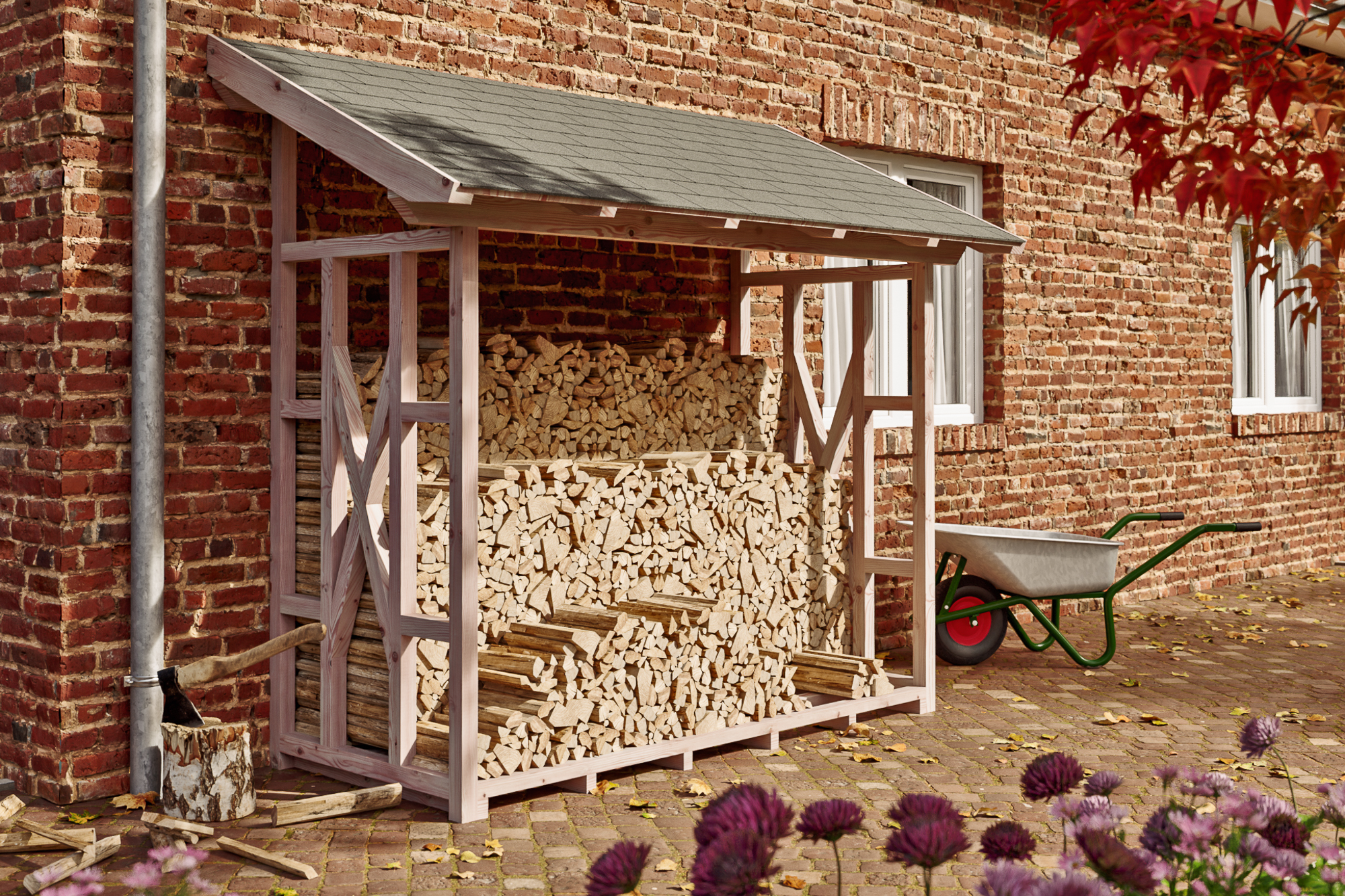 Holzunterstand Paul 2, 290 x 126 cm, natur