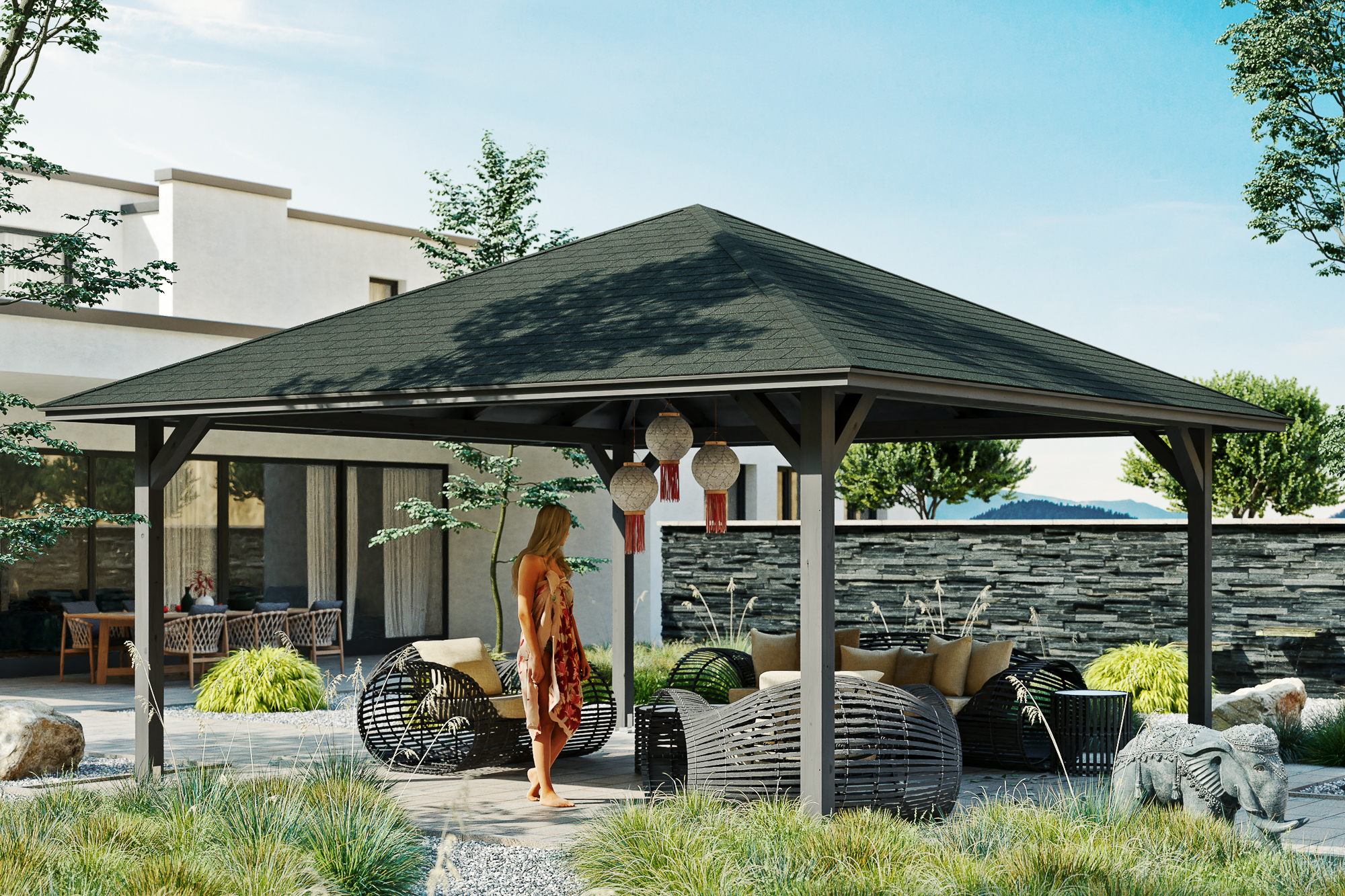Pavillon Cannes 4, Leimholz, grau