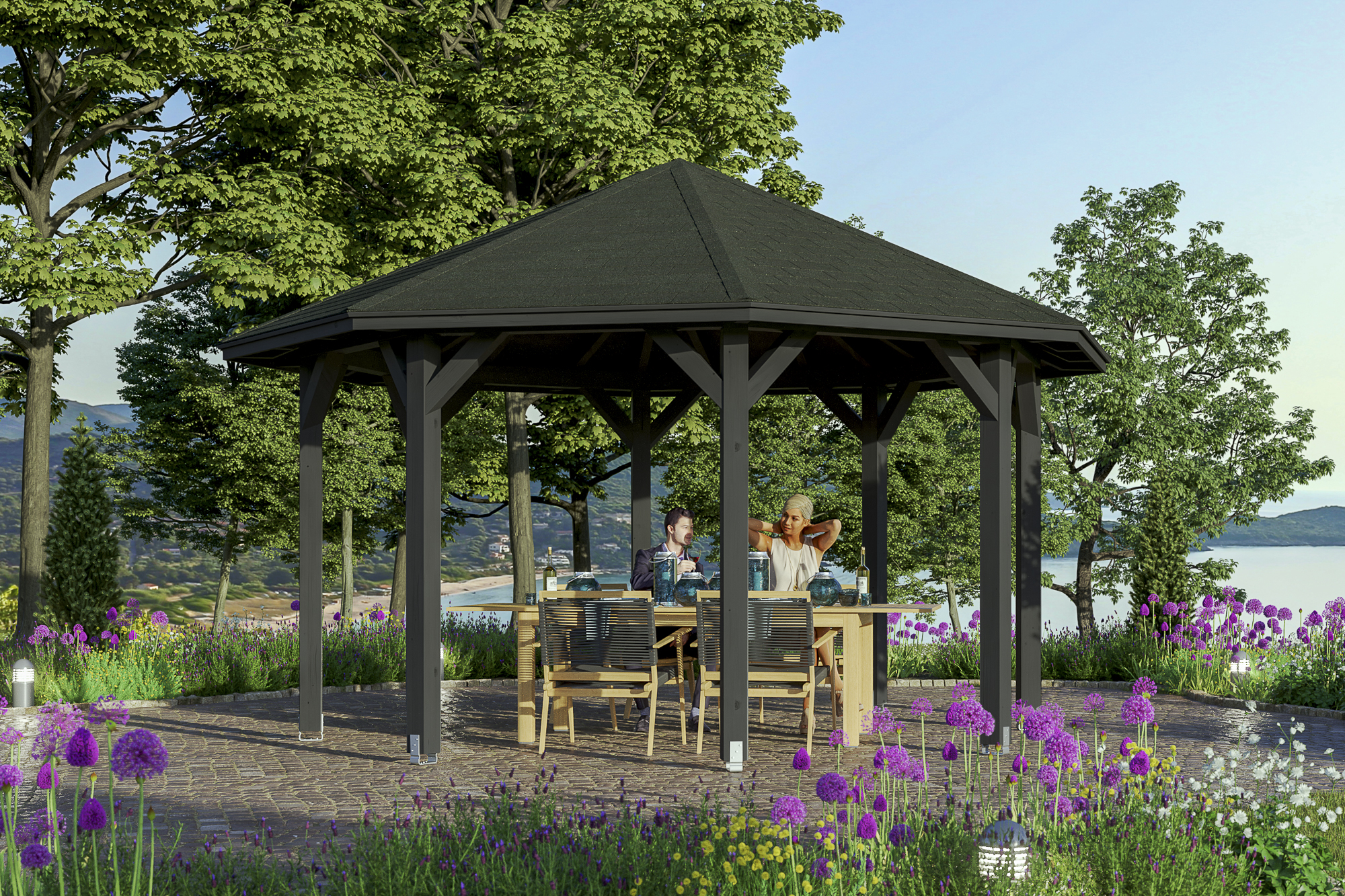 Pavillon Nice 2, Leimholz, anthrazit