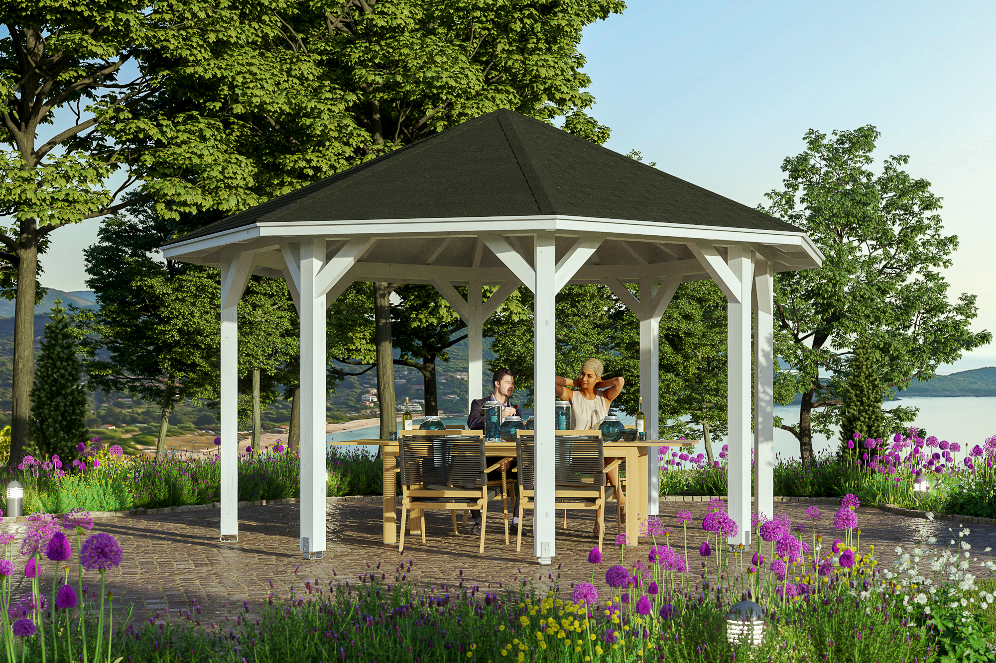 Pavillon Nice 2, Leimholz, weiss