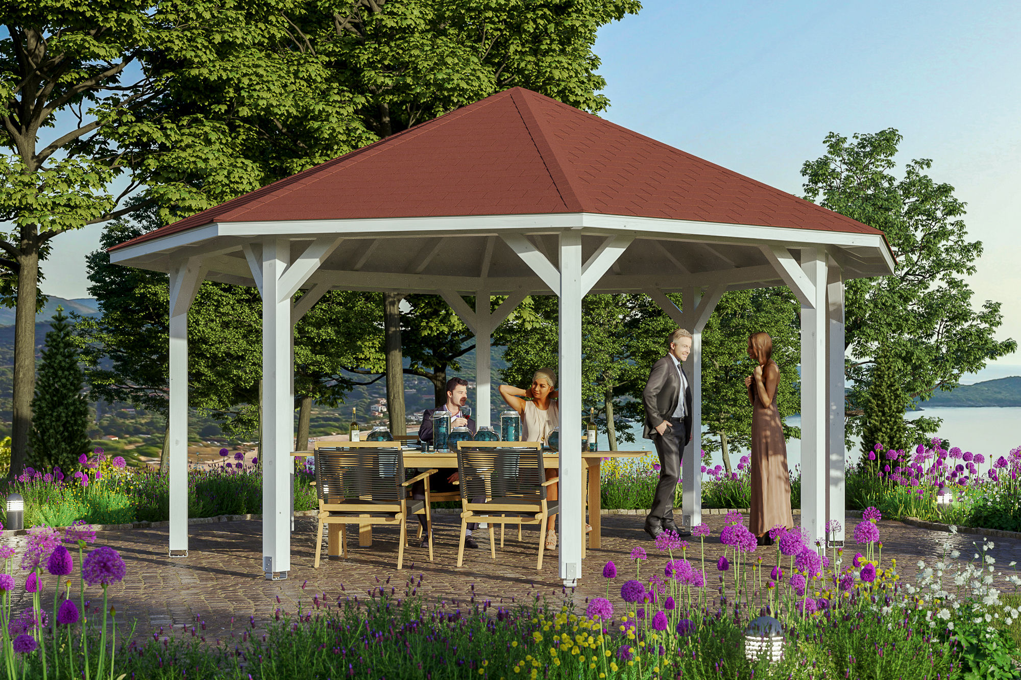 Pavillon Nice 3, Leimholz, weiss