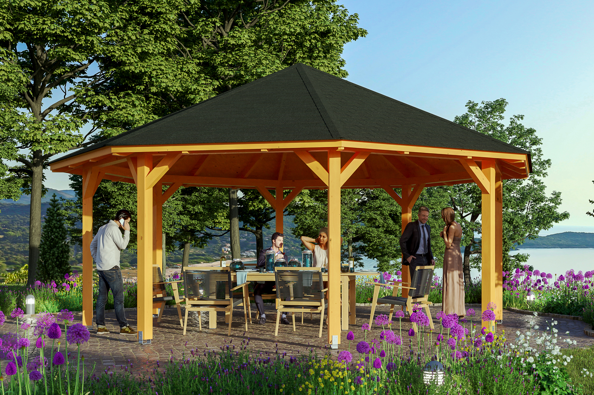 Pavillon Nice 4, Leimholz, eiche hell