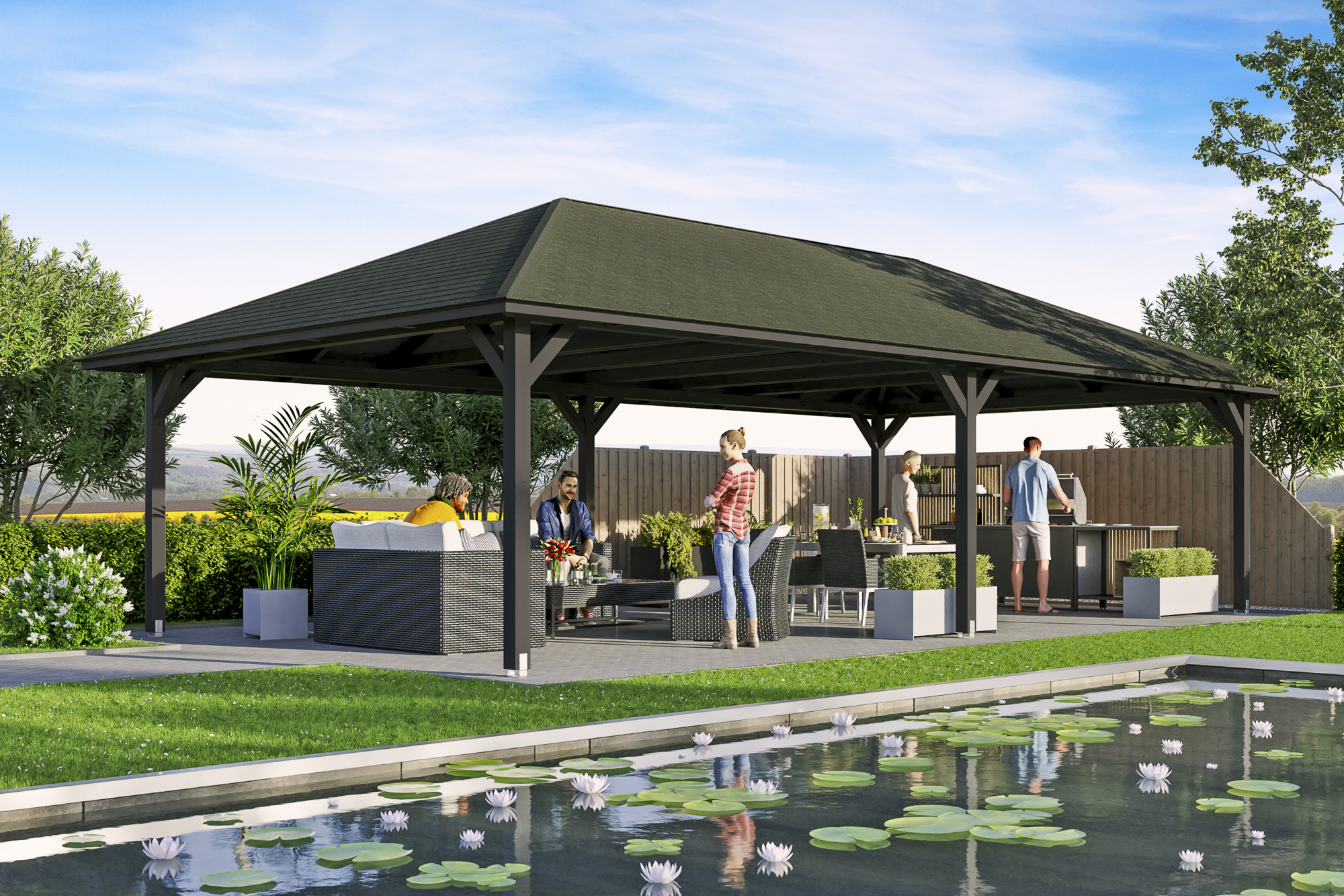Pavillon Orleans 4, Leimholz, anthrazit