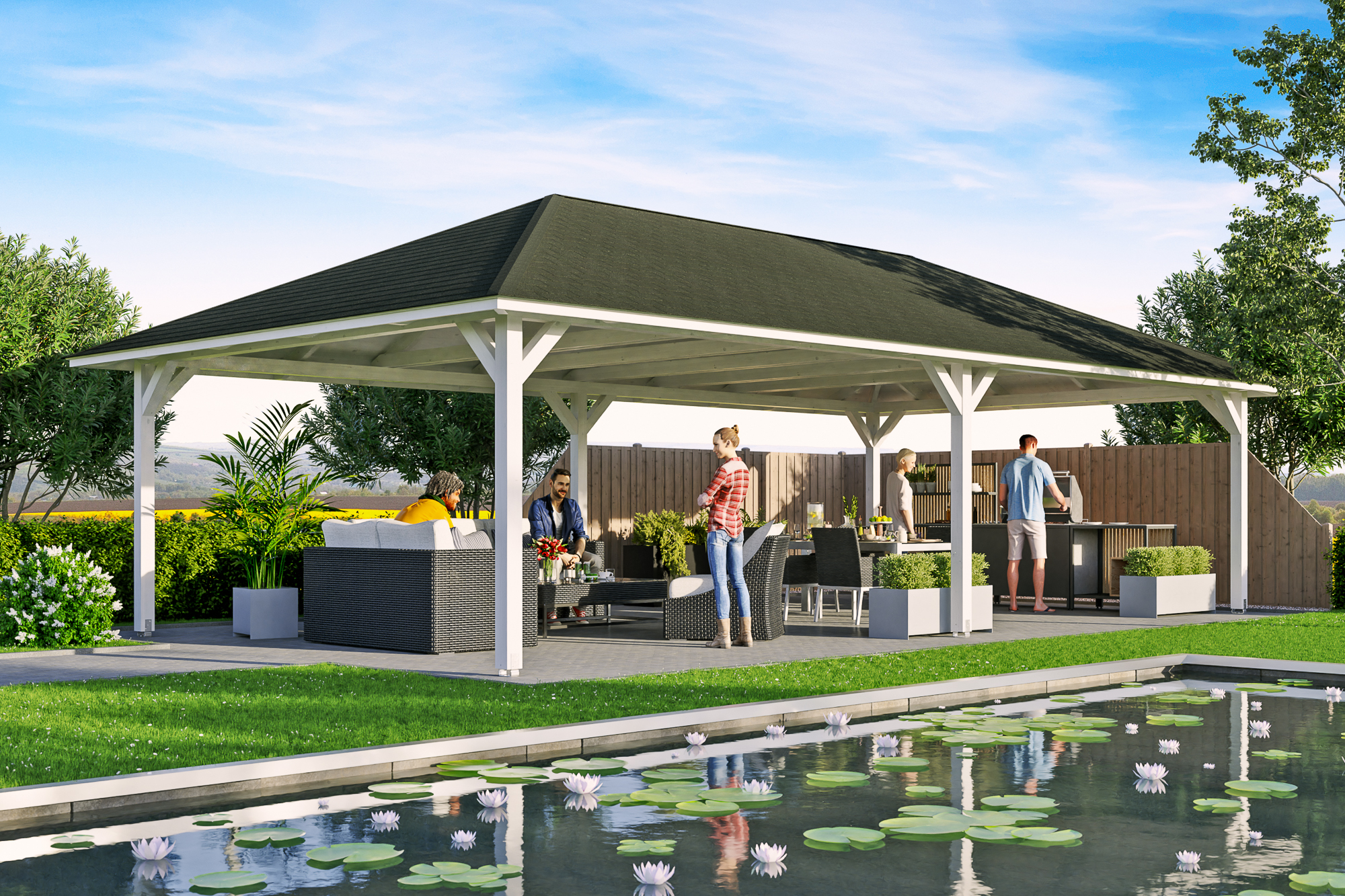 Pavillon Orleans 4, Leimholz, weiss