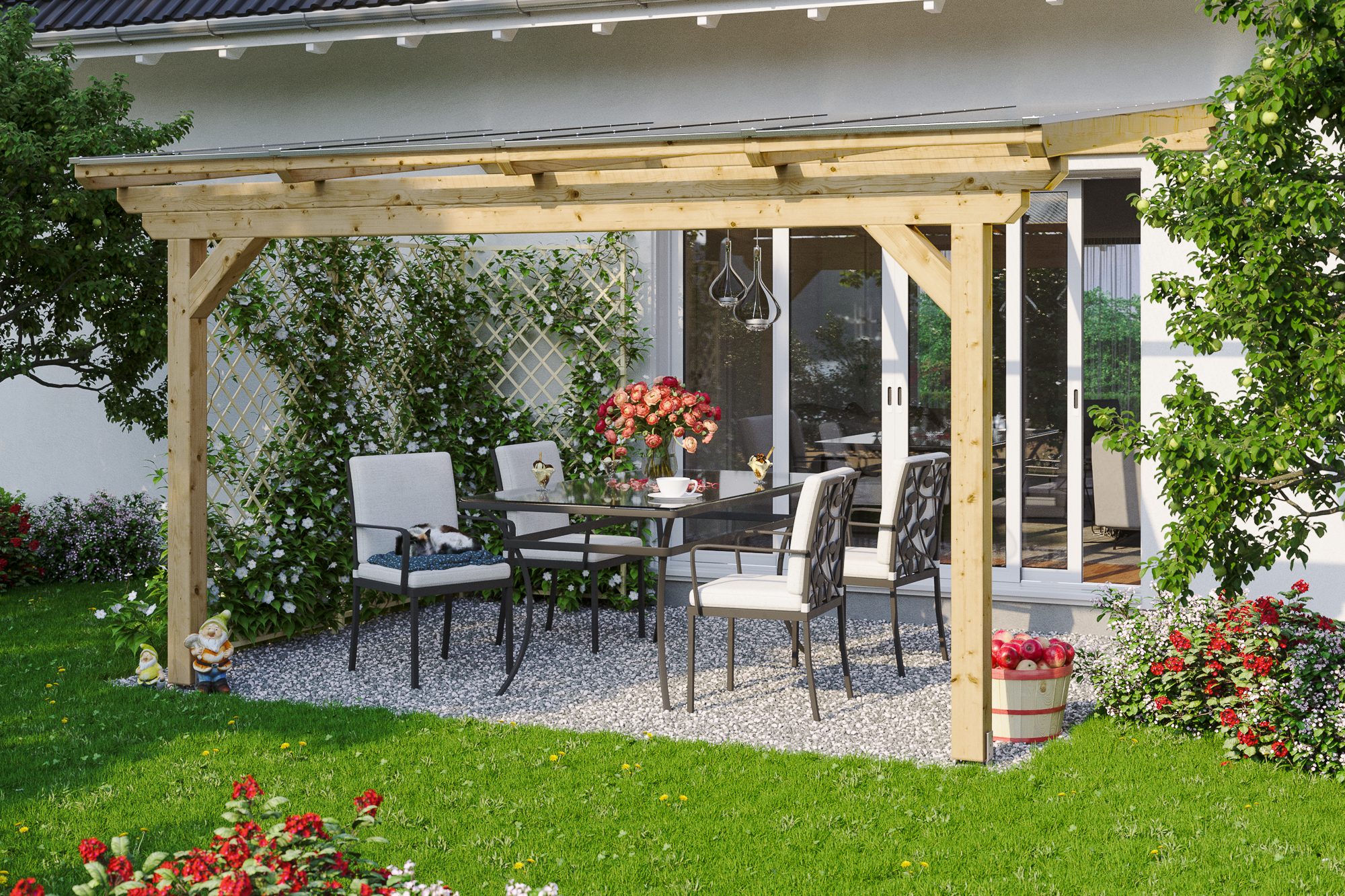 Terrassenüberdachung Ancona 434 x 250 cm, Leimholz, natur