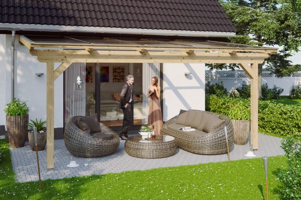 Terrassenüberdachung Ancona 541 x 300 cm, Leimholz, natur
