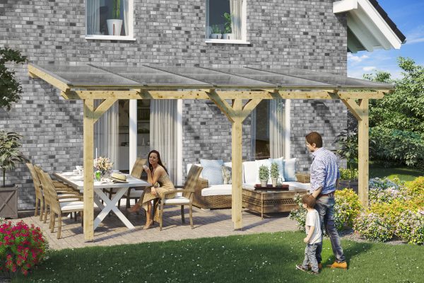 AI generated – Terrassenüberdachung Bormio 541 x 350 cm, Leimholz, natur