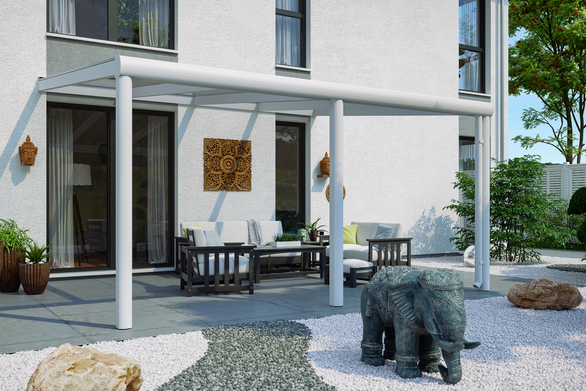 Terrassenüberdachung Garda 434 x 257 cm, Aluminium, weiß