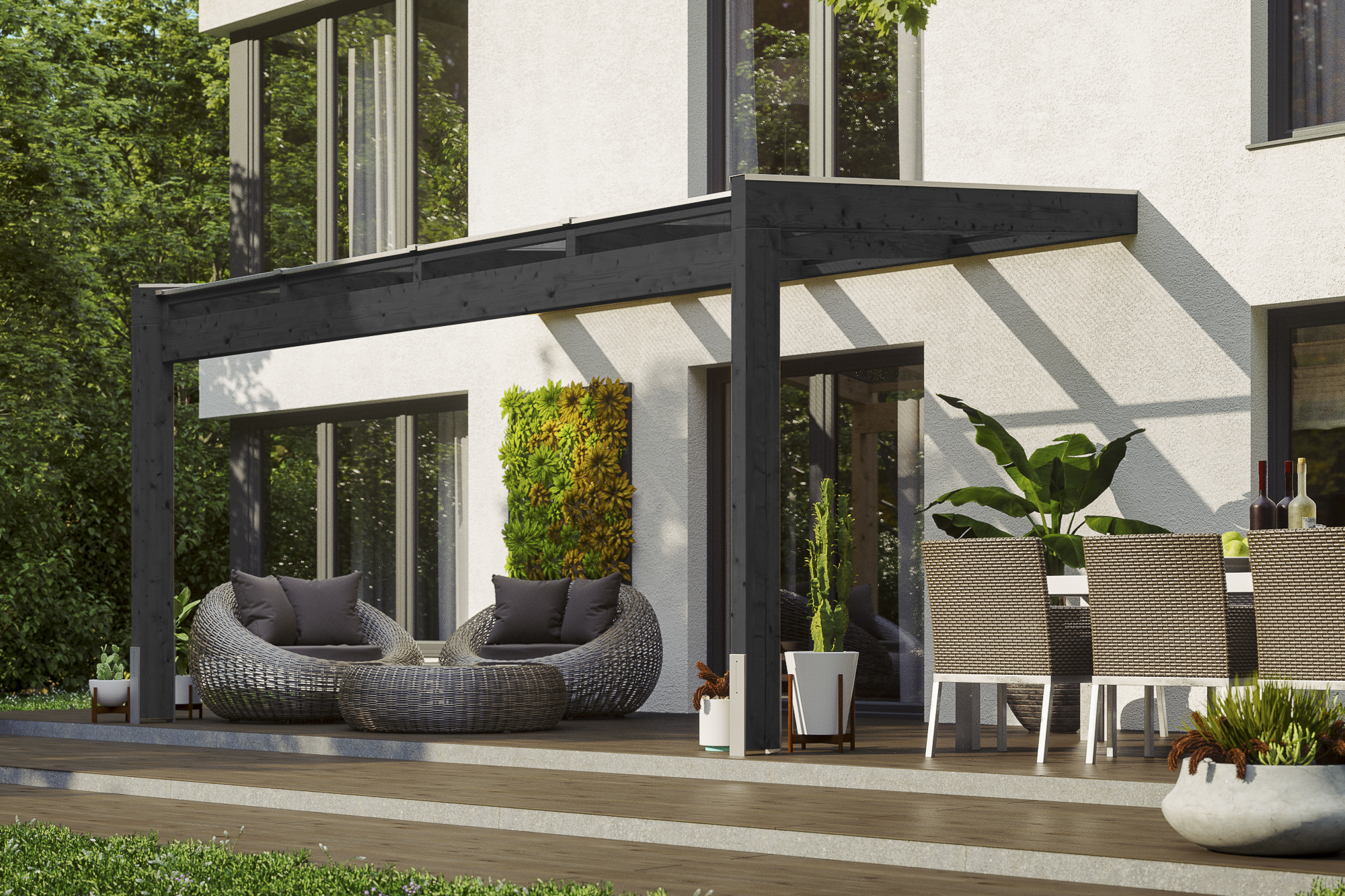 Terrassenüberdachung Novara 450 x 259 cm, Leimholz, anthrazit
