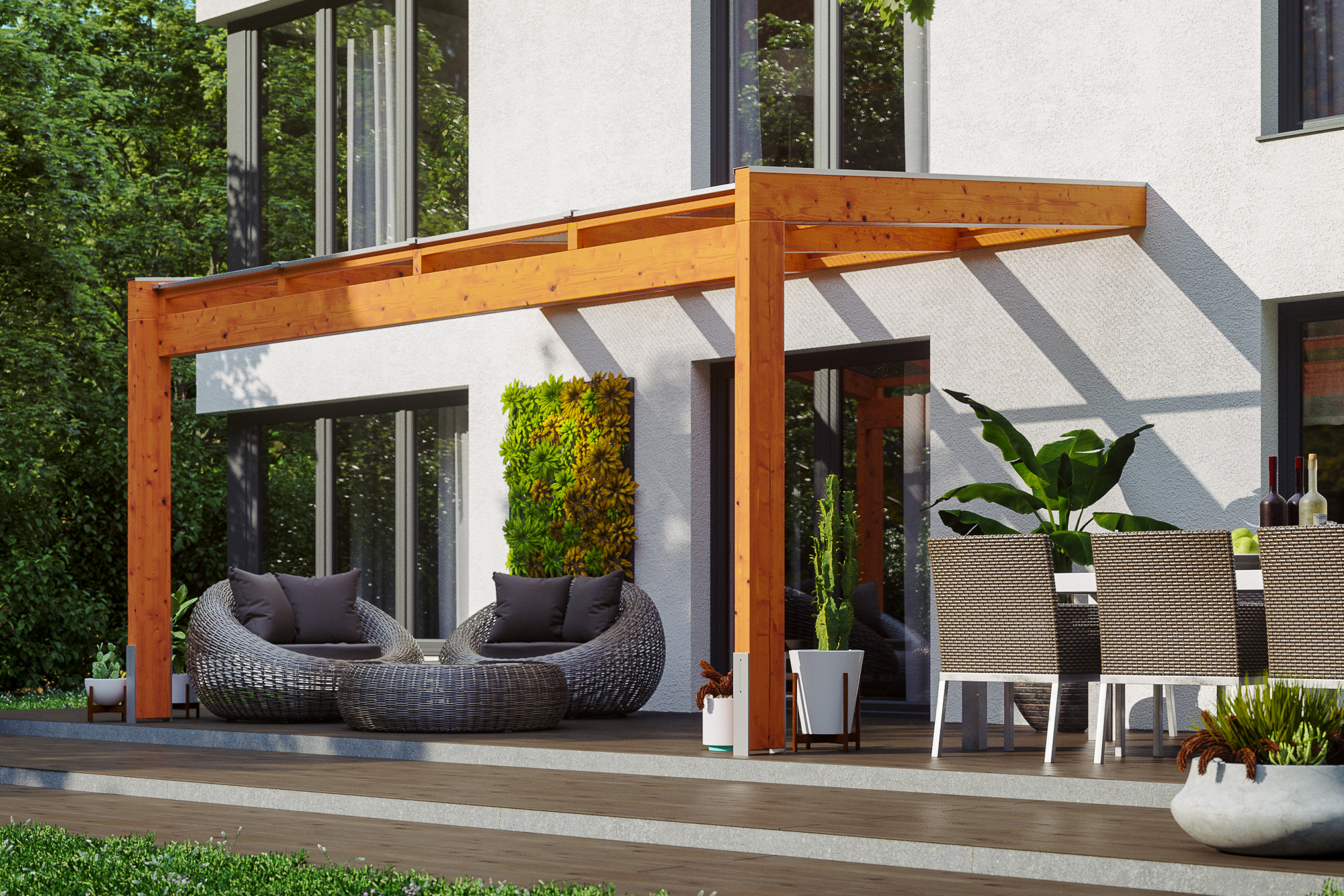Terrassenüberdachung Novara 450 x 259 cm, Leimholz, eiche hell
