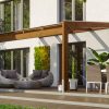 Terrassenüberdachung Novara 450 x 259 cm, Leimholz, nussbaum
