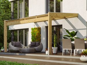 Terrassenüberdachung Novara 450 x 259 cm, Leimholz, natur