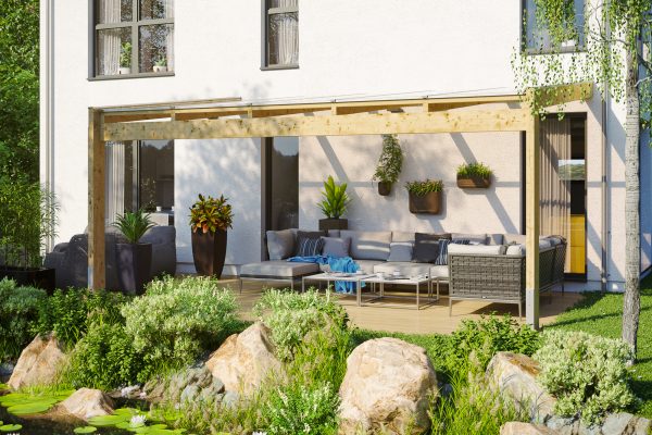 Terrassenüberdachung Novara 557 x 259 cm, Leimholz, natur