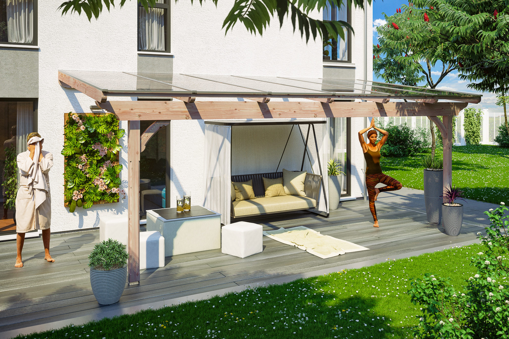 Terrassenüberdachung Ravenna 648 x 300 cm, Douglasie, natur