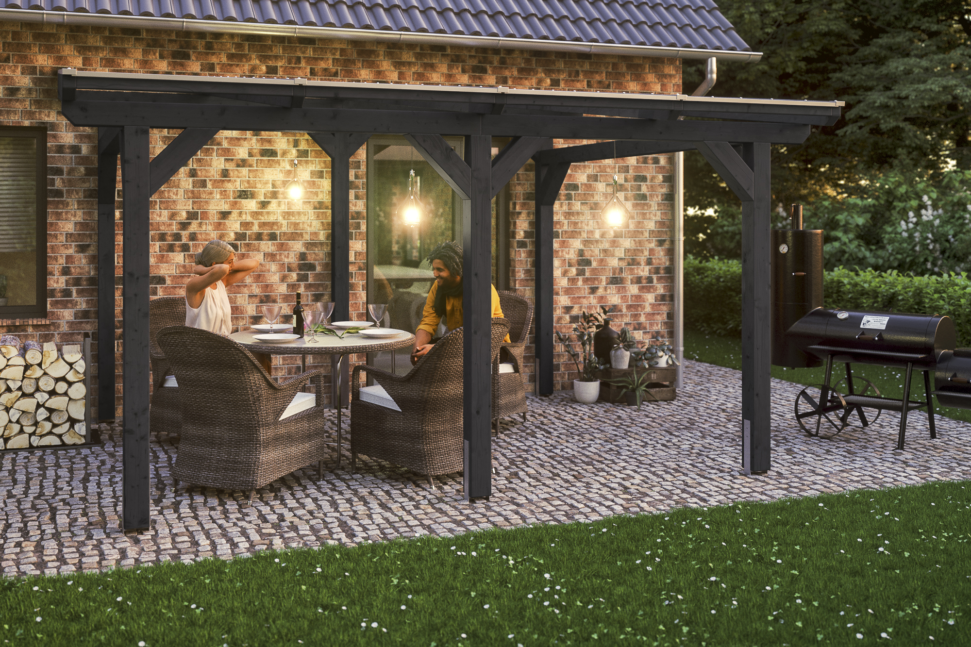 Terrassenüberdachung Siena 434 x 250 cm, Leimholz, anthrazit Terrassenüberdachung Siena 434 x 250 cm, Leimholz, anthrazit