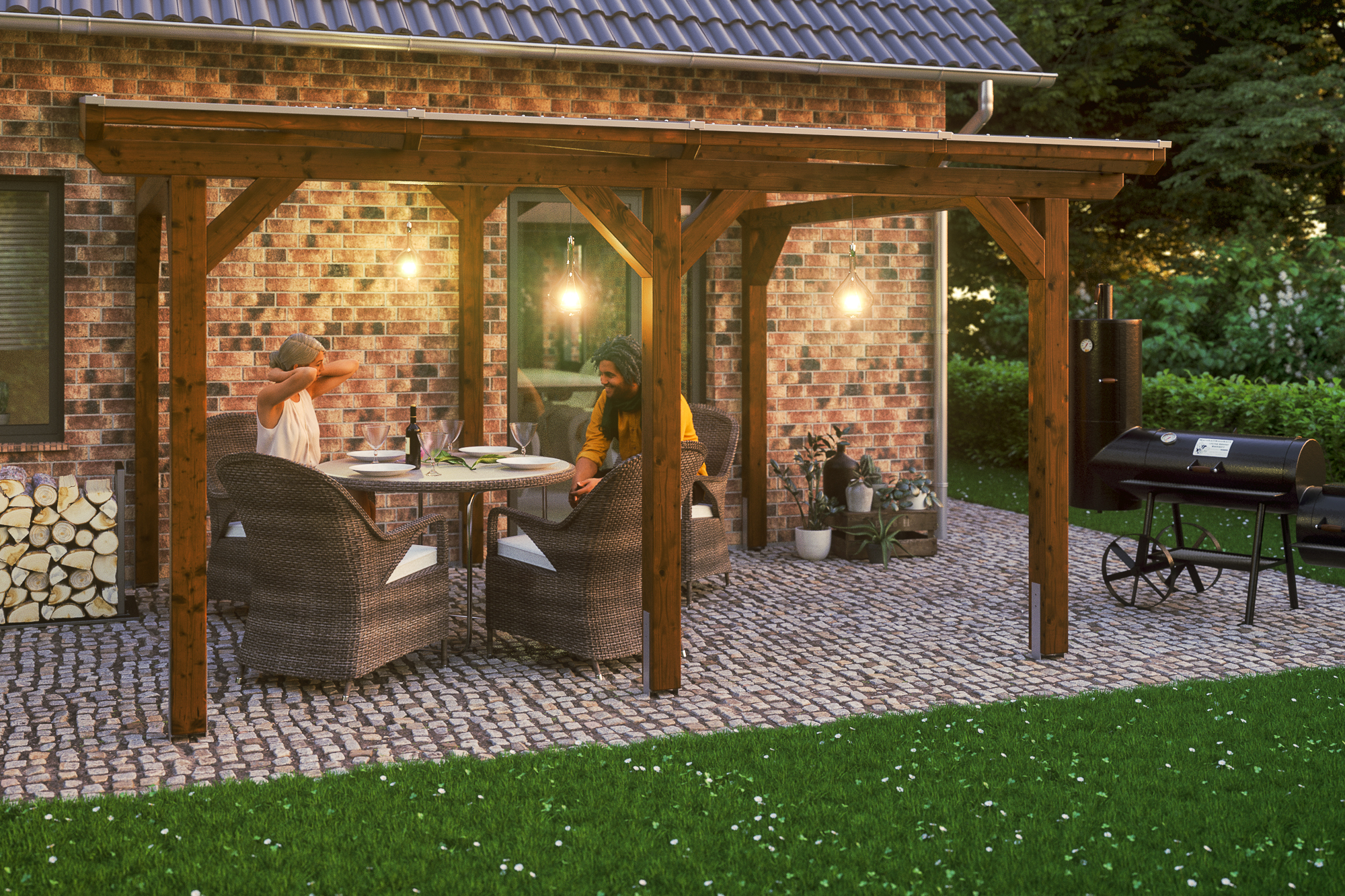 Terrassenüberdachung Siena 434 x 250 cm, Leimholz, nussbaum Terrassenüberdachung Siena 434 x 250 cm, Leimholz, nussbaum