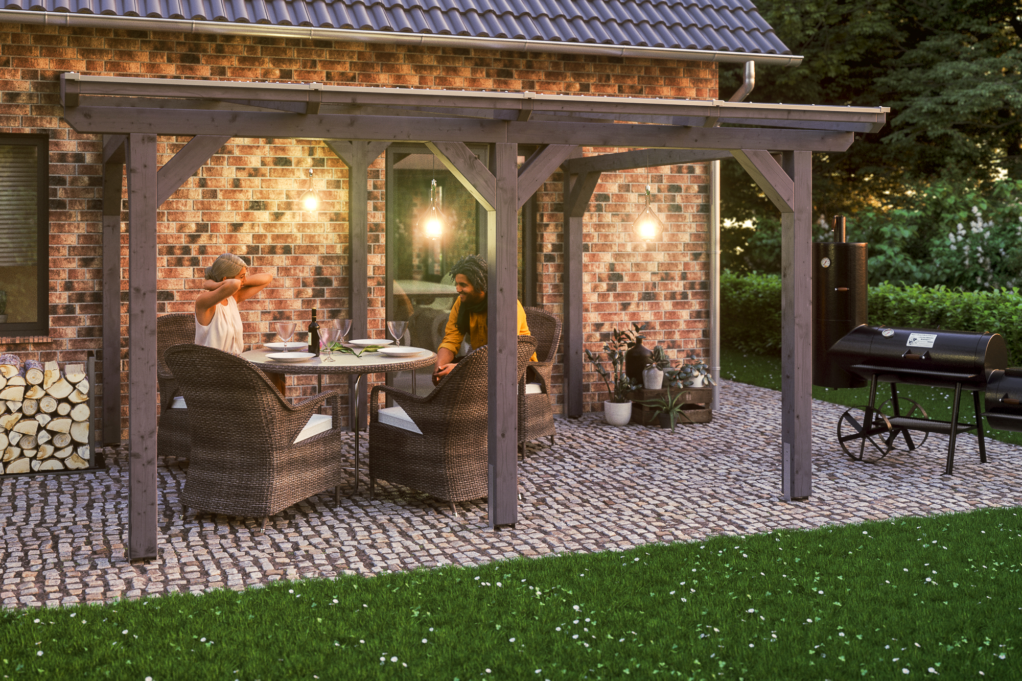 Terrassenüberdachung Siena 434 x 250 cm, Leimholz, schiefergrau Terrassenüberdachung Siena 434 x 250 cm, Leimholz, schiefergrau