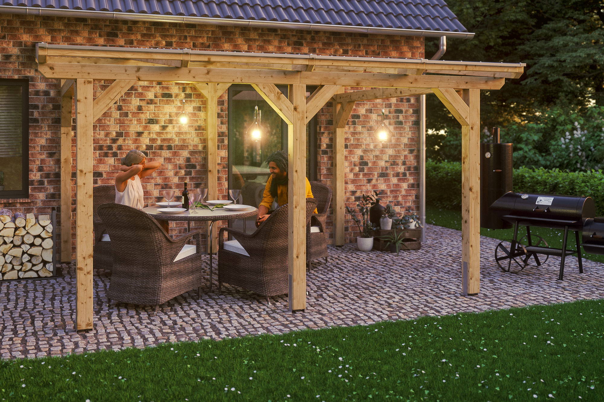 Terrassenüberdachung Siena 434 x 250 cm, Leimholz, natur Terrassenüberdachung Siena 434 x 250 cm, Leimholz, natur