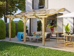 Terrassenüberdachung Venezia 434 x 239 cm, Leimholz, natur