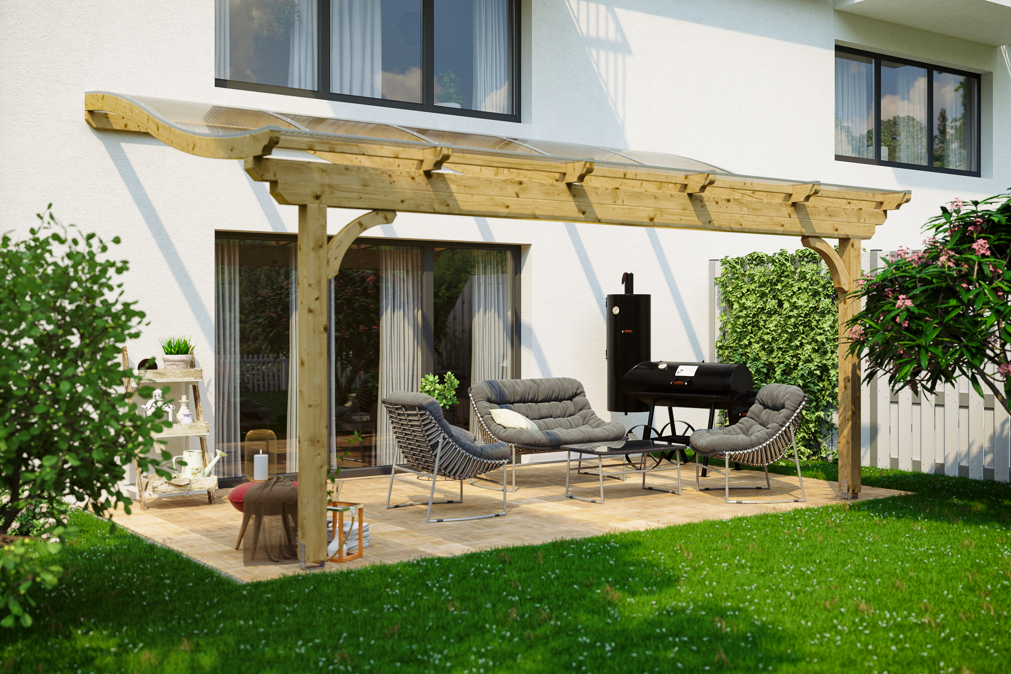 Terrassenüberdachung Verona 541 x 239 cm, Leimholz, natur