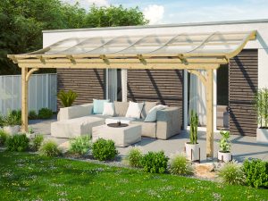 Terrassenüberdachung Verona 648 x 289 cm, Leimholz, natur
