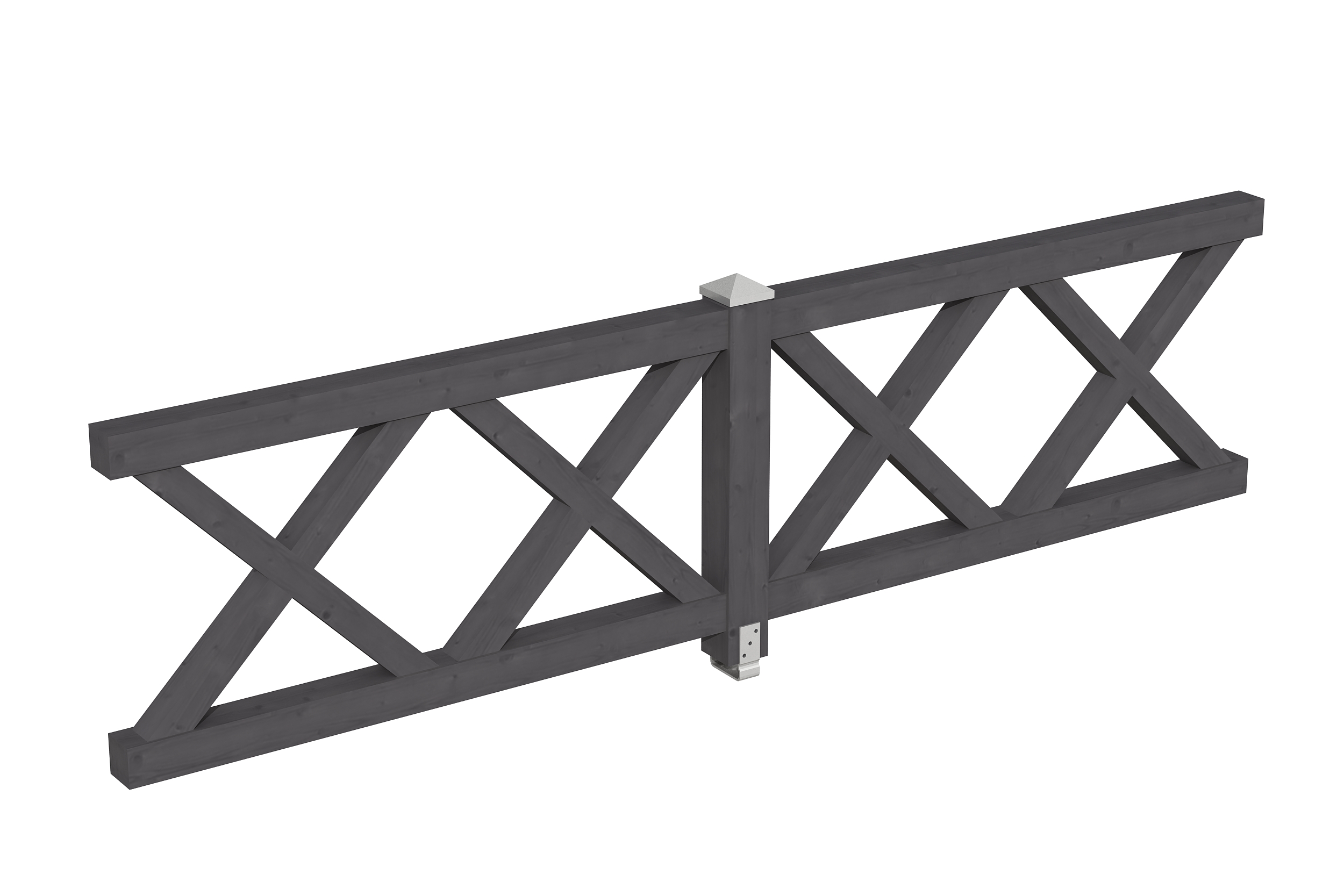 Brüstung Andreaskreuz 335 x 84 cm, Fichte, schiefergrau
