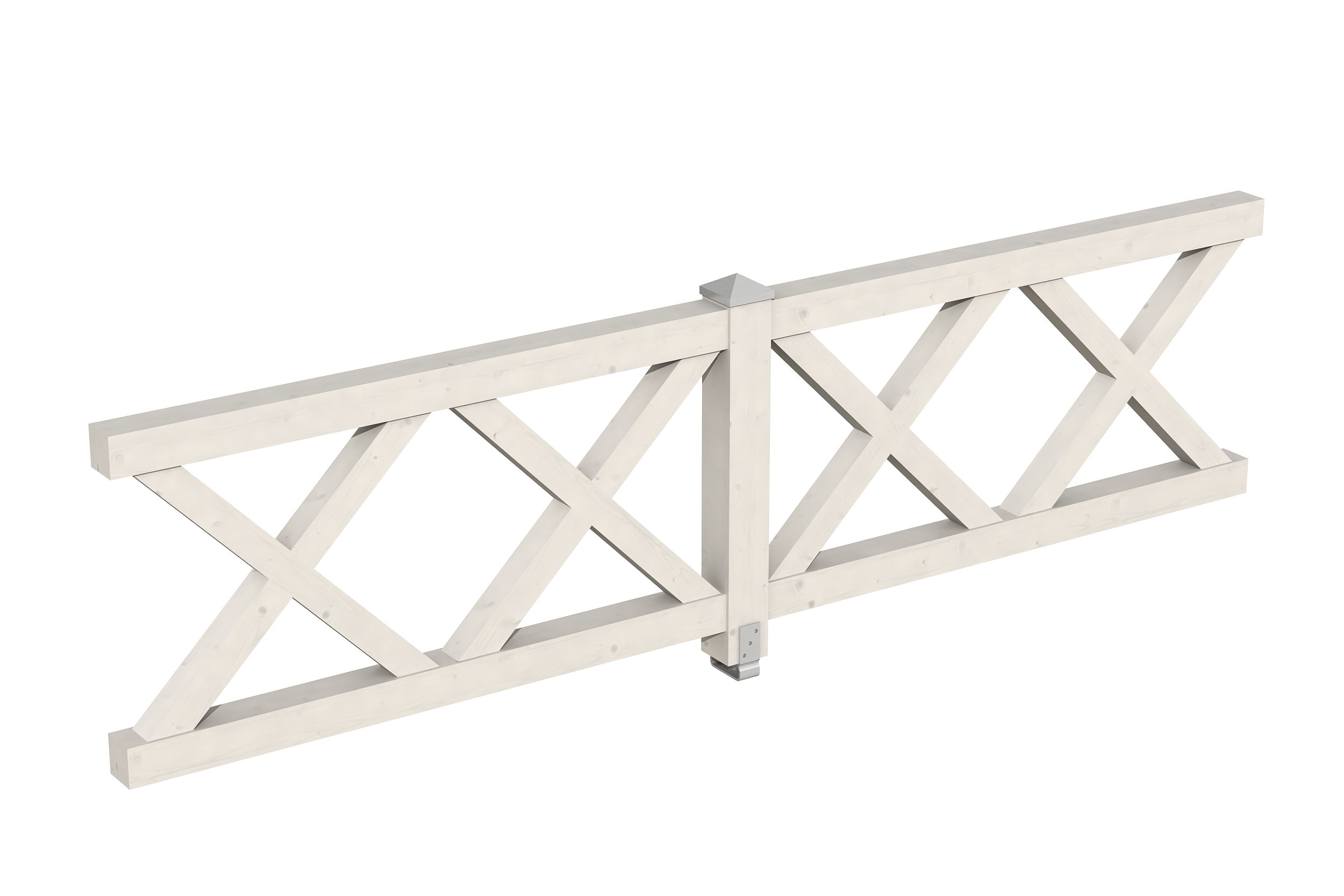 Brüstung Andreaskreuz 335 x 84 cm, Fichte, weiß
