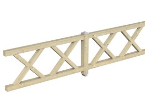 Brüstung Andreaskreuz 400 x 84 cm, Fichte, natur