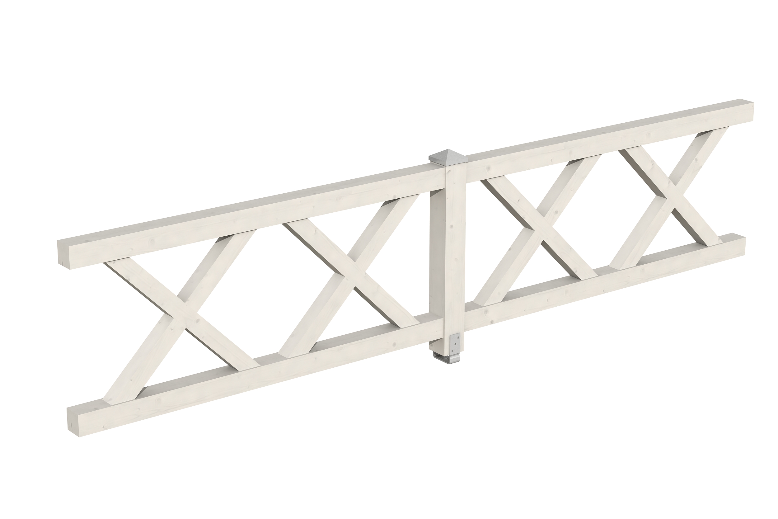 Brüstung Andreaskreuz 400 x 84 cm, Fichte, weiß Brüstung Andreaskreuz 400 x 84 cm, Fichte, weiß