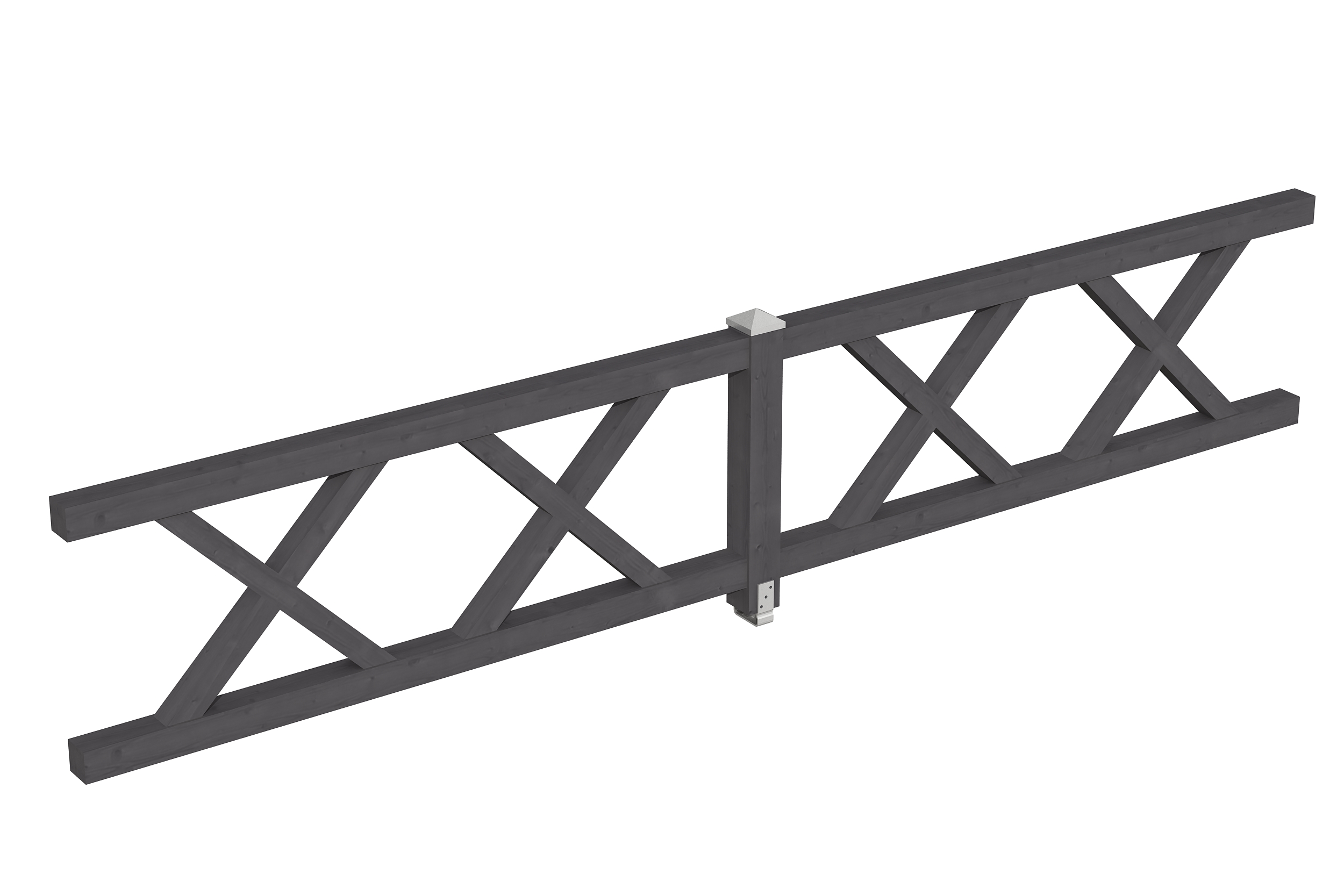 Brüstung Andreaskreuz 465 x 84 cm, Fichte, schiefergrau