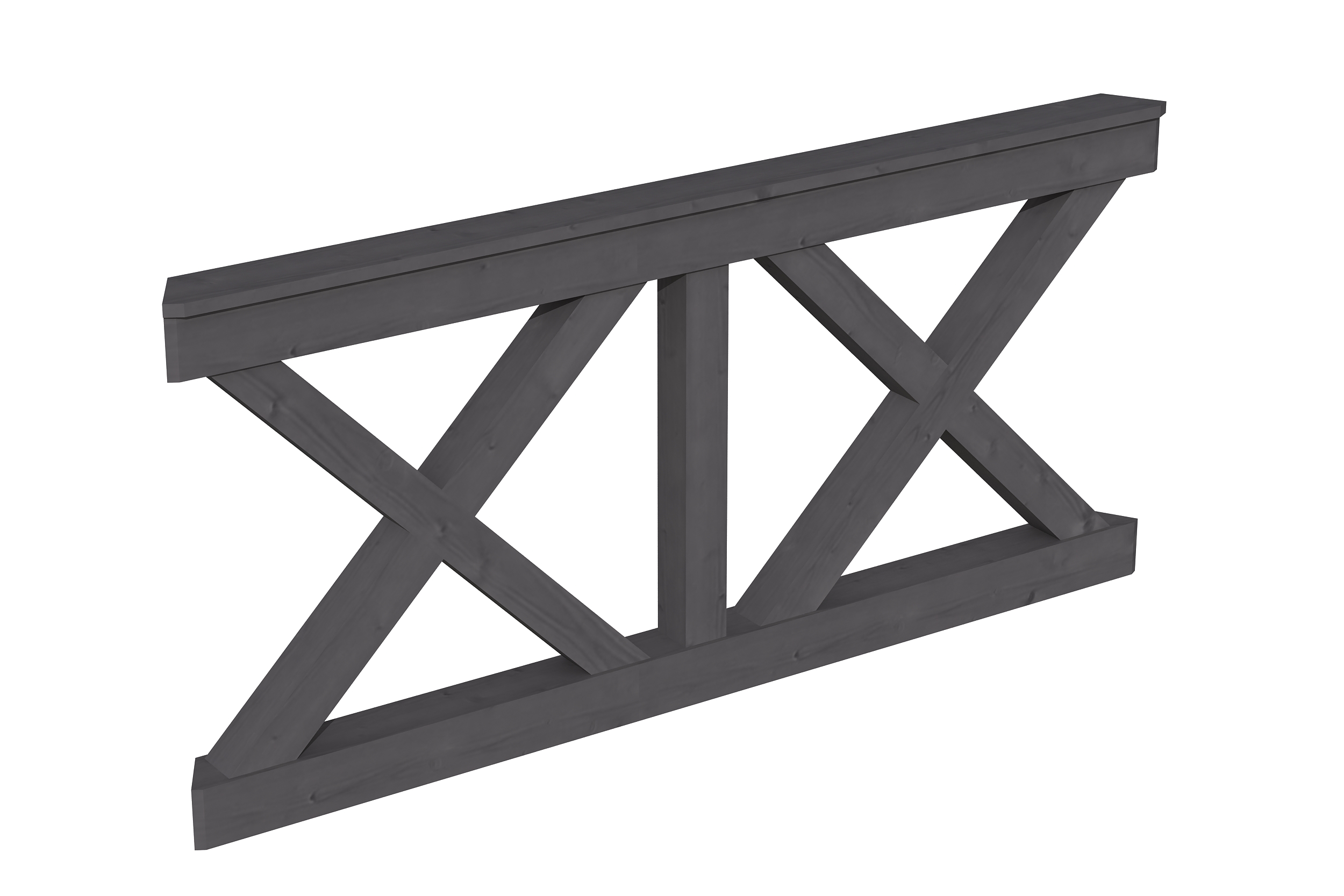 Brüstung Andreaskreuz 180 x 84 cm, Fichte, schiefergrau