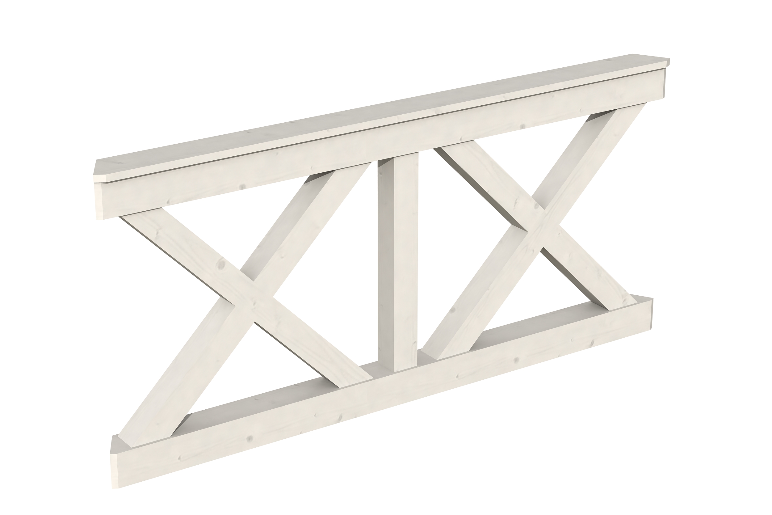 Brüstung Andreaskreuz 180 x 84 cm, Fichte, weiß