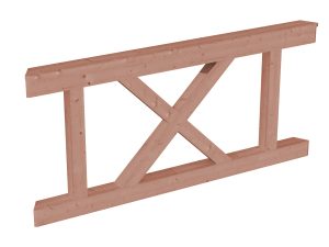 Brüstung Andreaskreuz 150 x 84 cm, Douglasie, natur