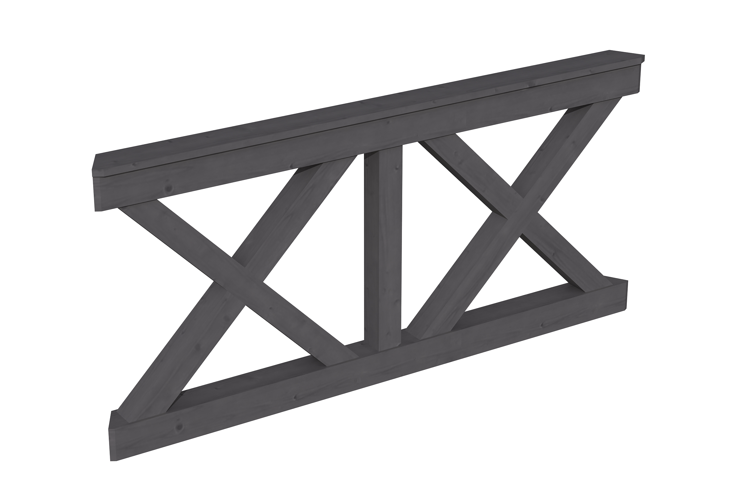 Brüstung Andreaskreuz 150 x 84 cm, Fichte, schiefergrau