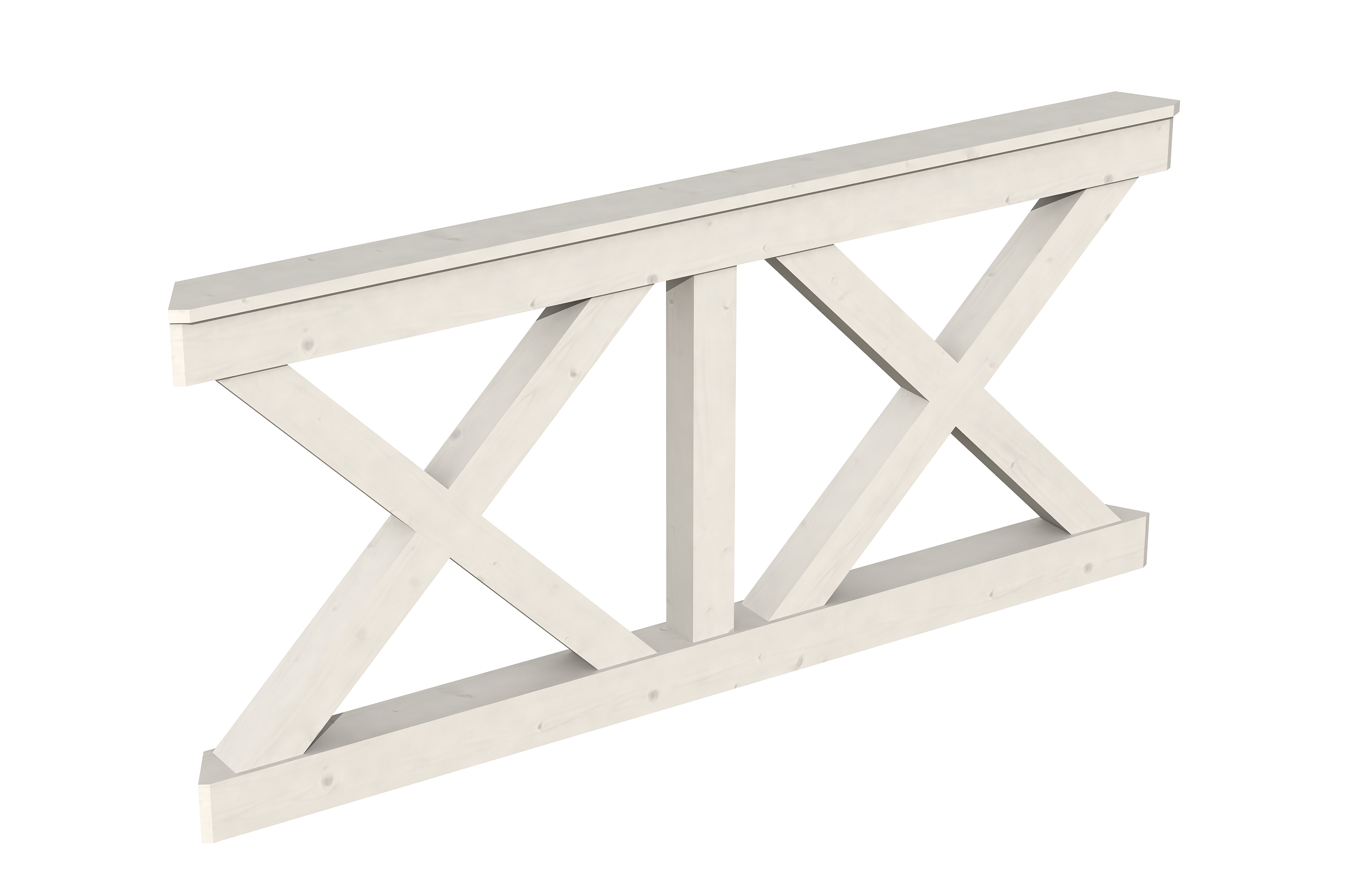 Brüstung Andreaskreuz 150 x 84 cm, Fichte, weiß