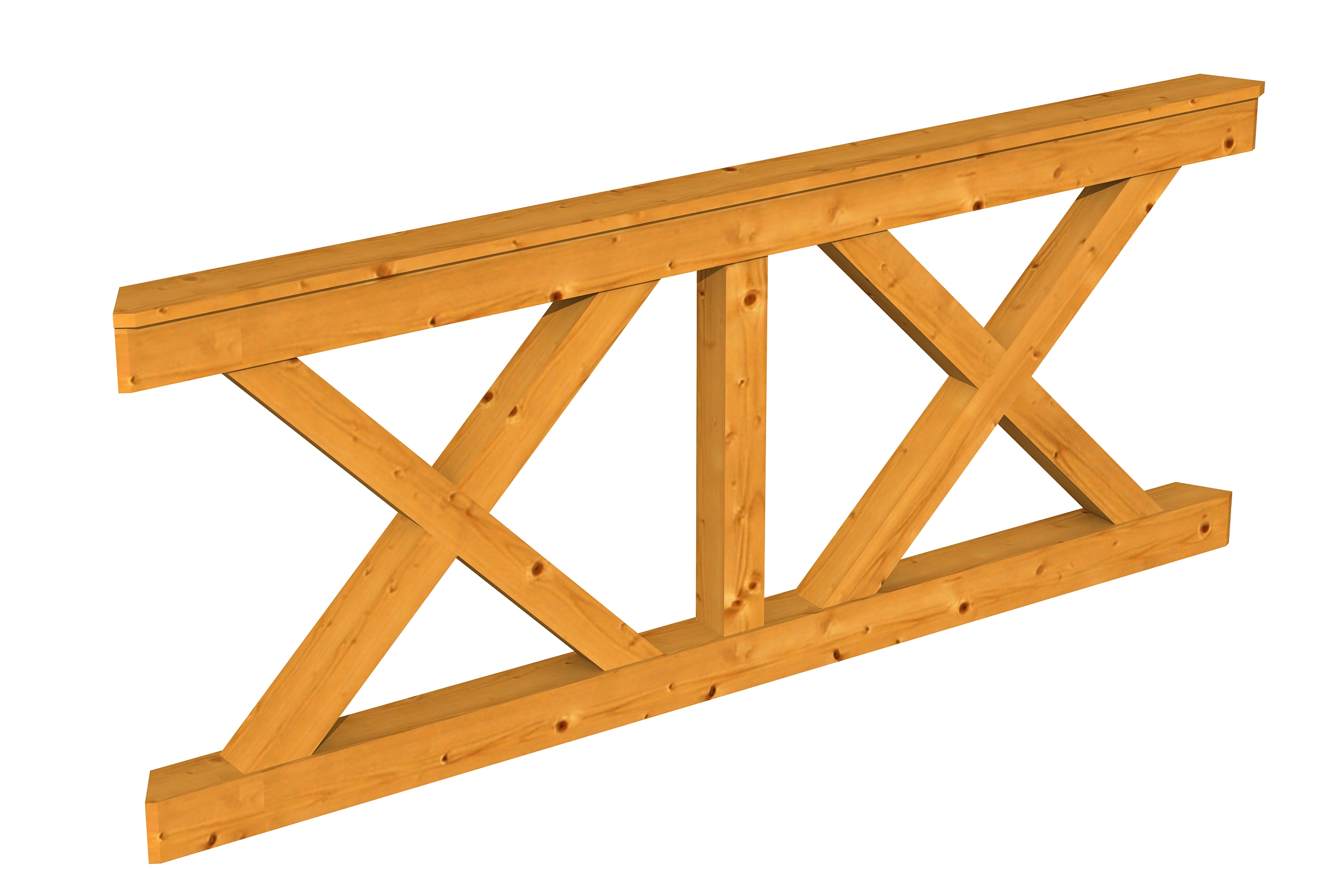 Brüstung Andreaskreuz 180 x 84 cm, Fichte, eiche hell