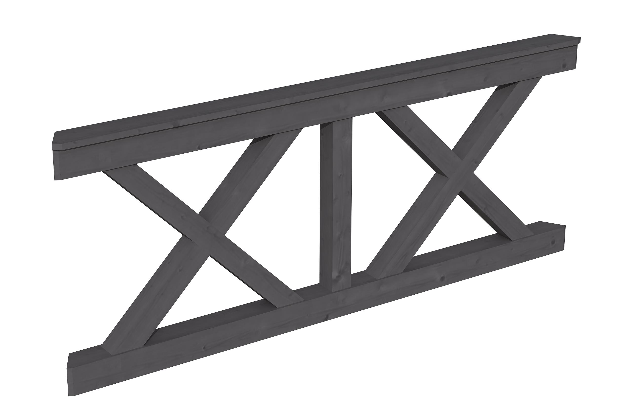 Brüstung Andreaskreuz 180 x 84 cm, Fichte, schiefergrau