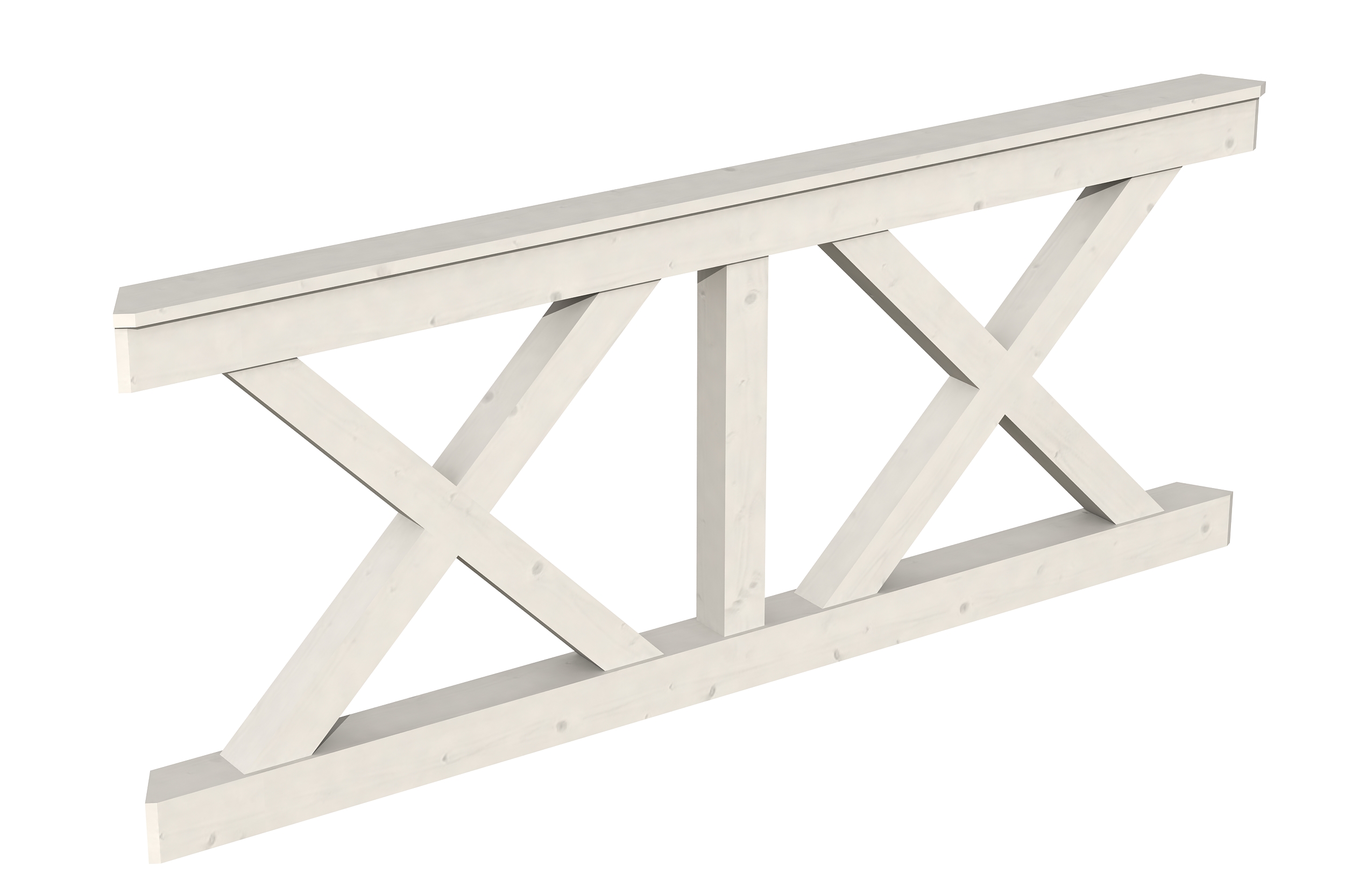 Brüstung Andreaskreuz 180 x 84 cm, Fichte, weiß